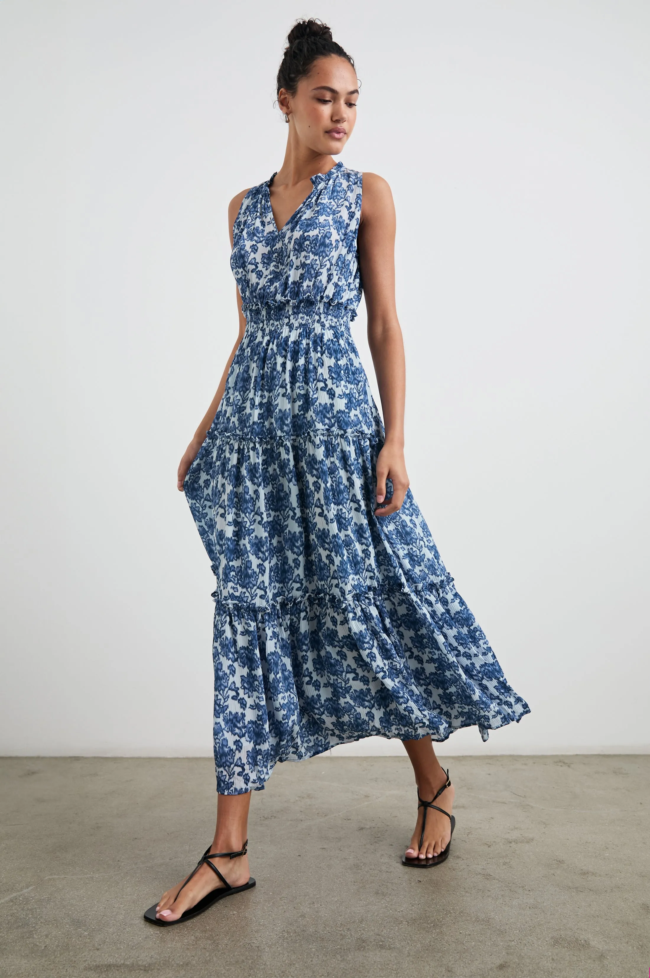 LOULOU DRESS - CHAMBRAY FLORAL sold by Rails