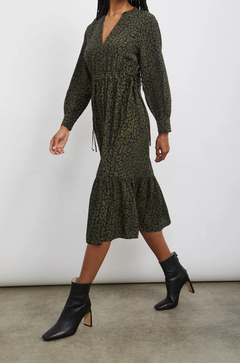 MAPLE DRESS - OLIVE BATIK CHEETAH sold by Rails product image thumbnail 3