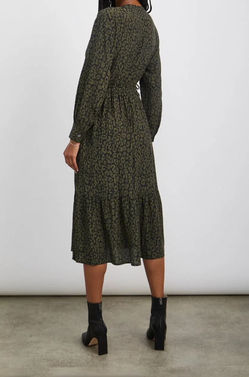 MAPLE DRESS - OLIVE BATIK CHEETAH sold by Rails product image thumbnail 4