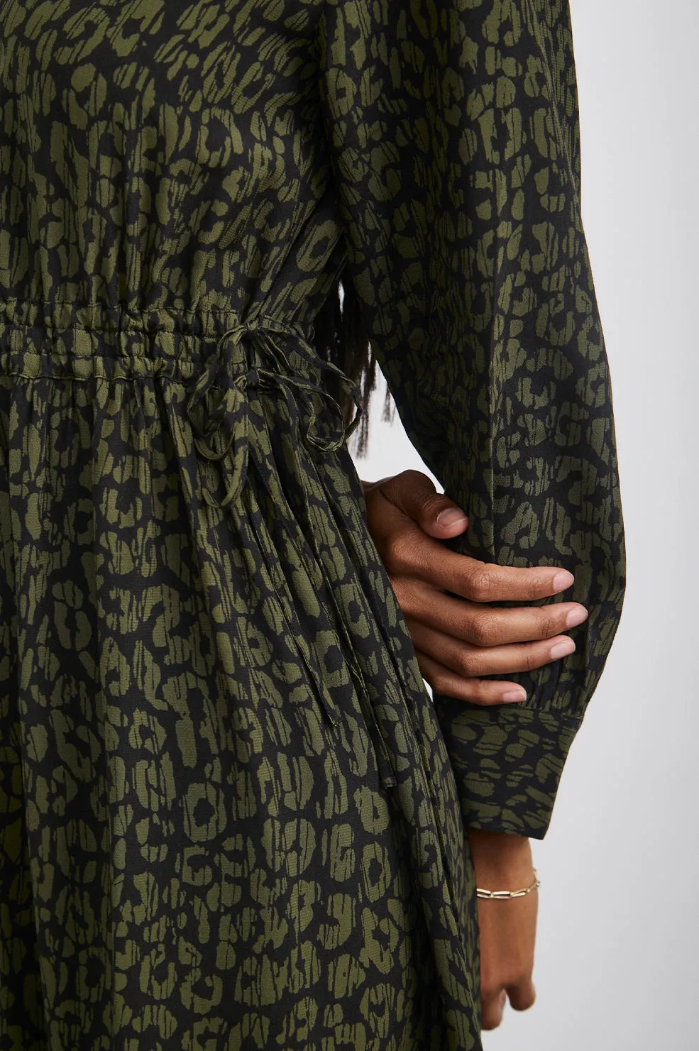 MAPLE DRESS - OLIVE BATIK CHEETAH sold by Rails product image thumbnail 2