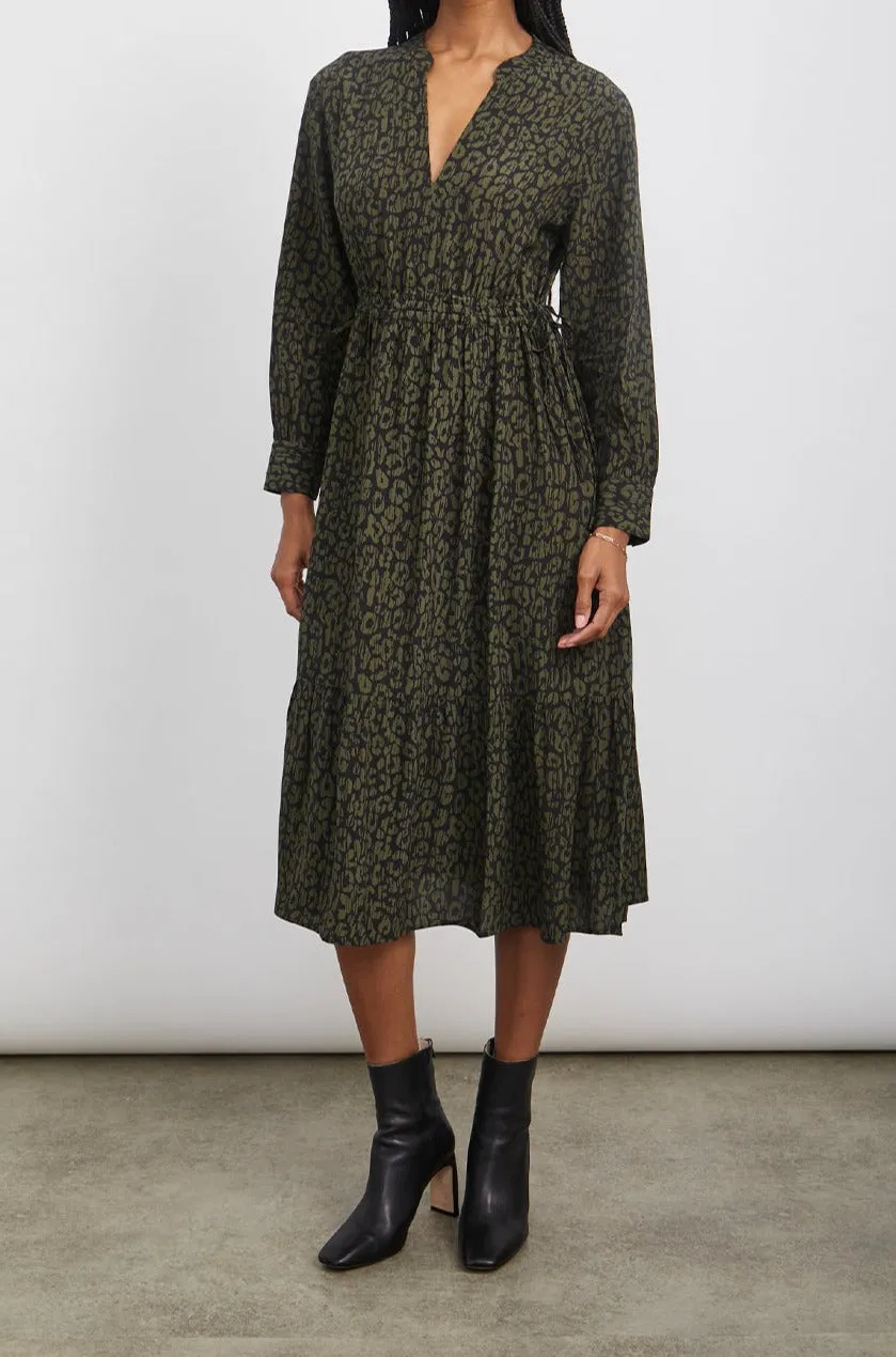 MAPLE DRESS - OLIVE BATIK CHEETAH sold by Rails