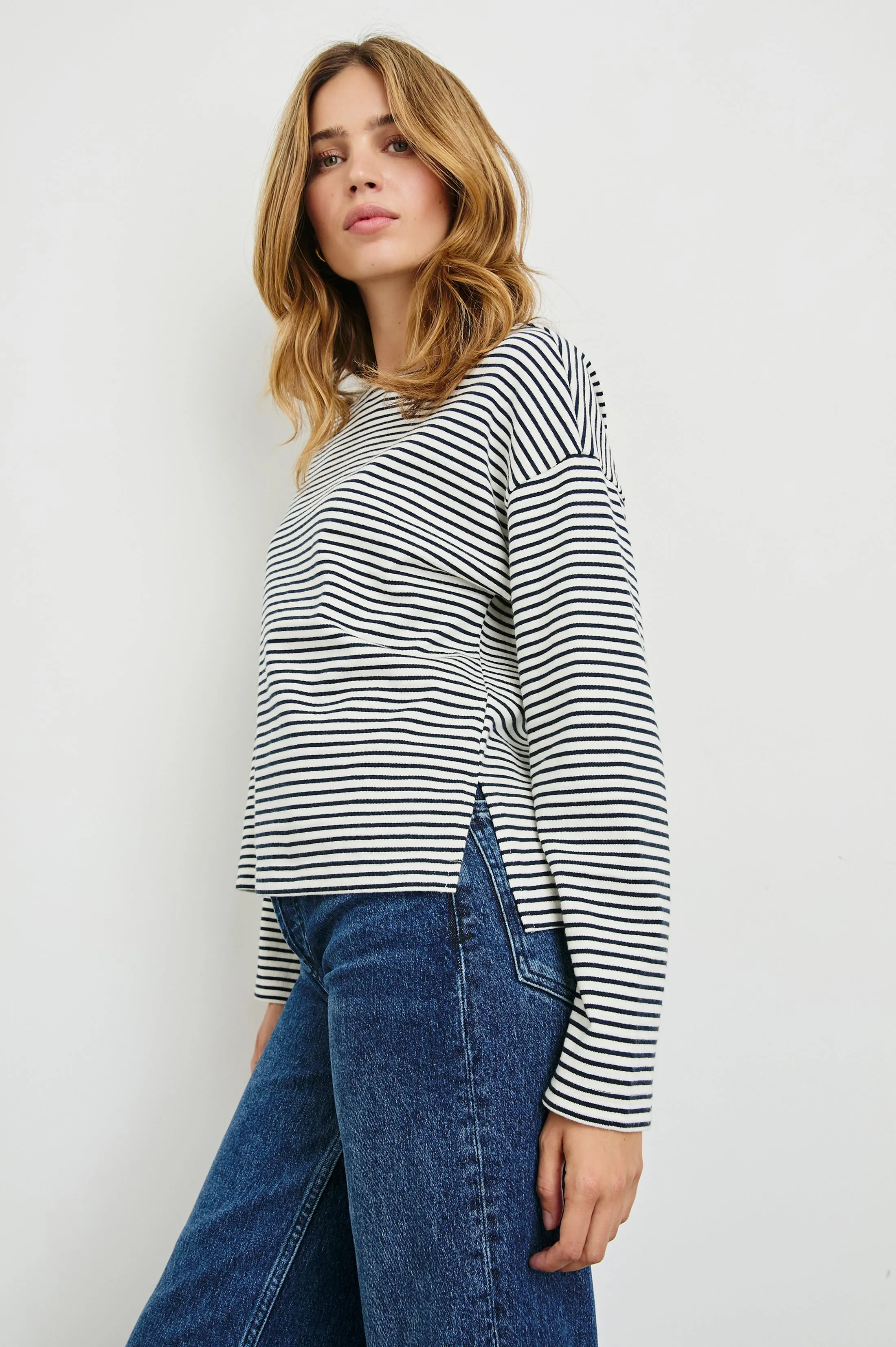 MACY TOP - IVORY NAVY MICRO STRIPE sold by Rails product image thumbnail 2