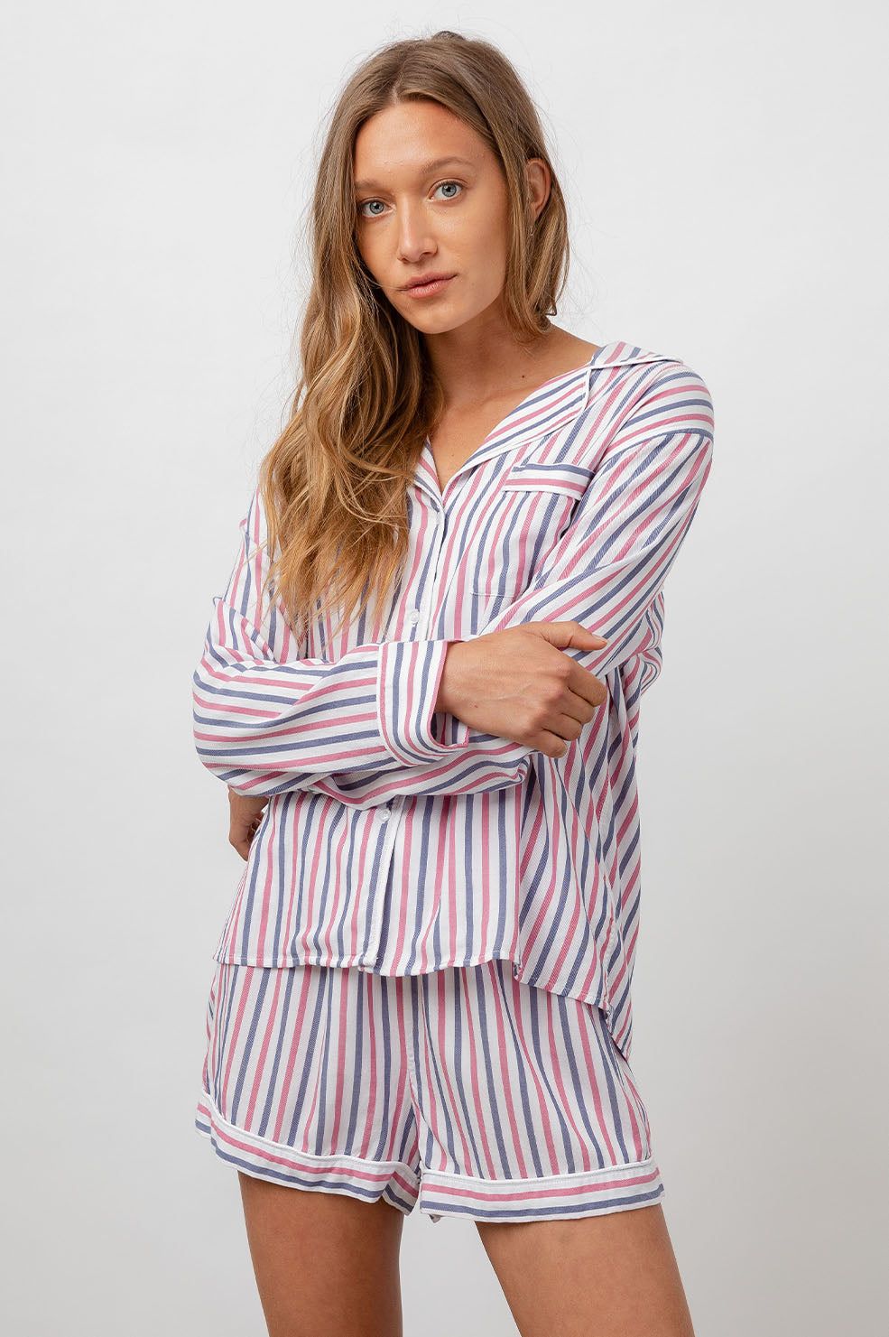 KELLEN PAJAMA SET - CANDY MULTI STRIPE sold by Rails