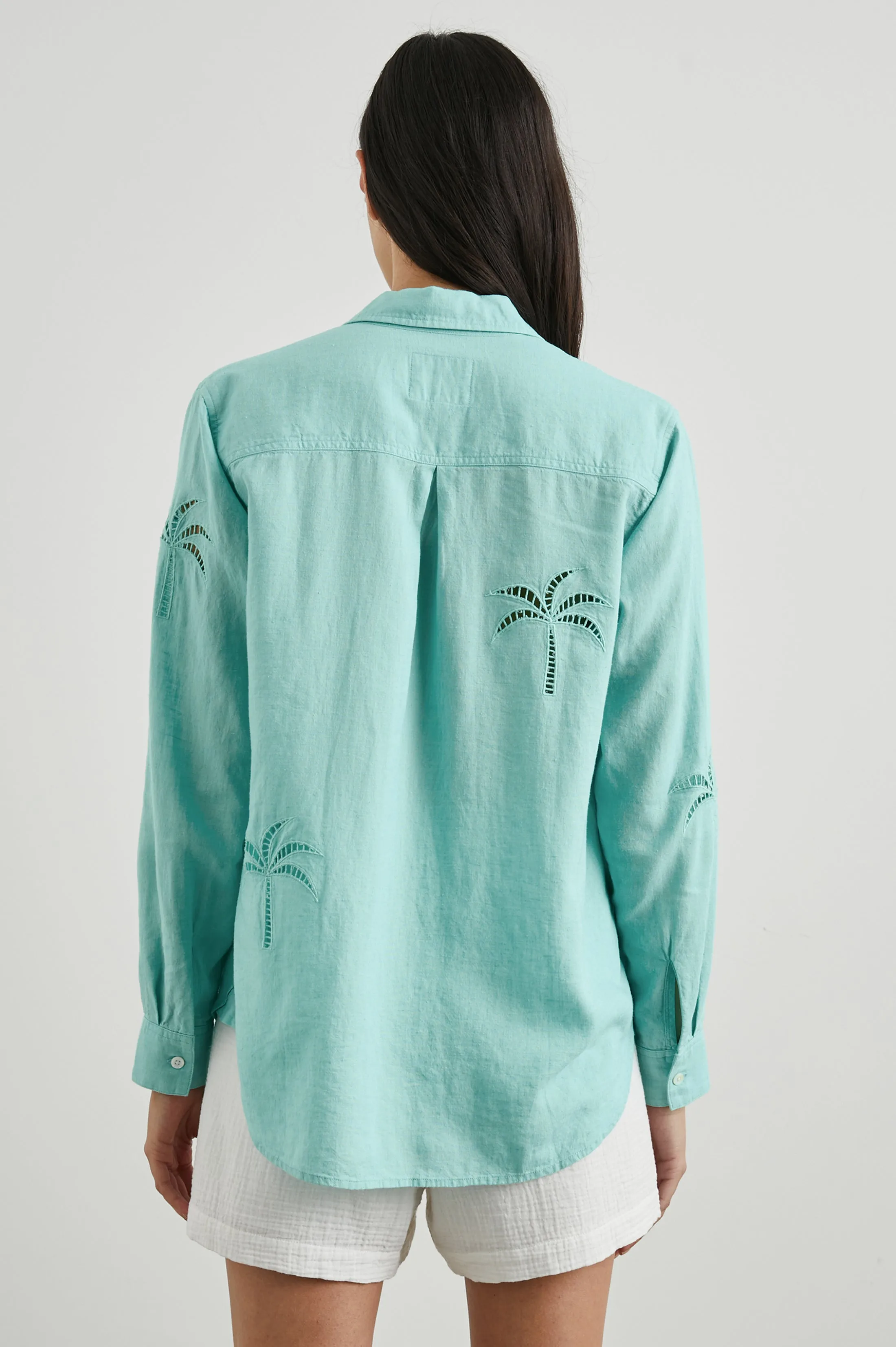 CHARLI SHIRT - AQUA PALM TREE EYELET sold by Rails product image thumbnail 4