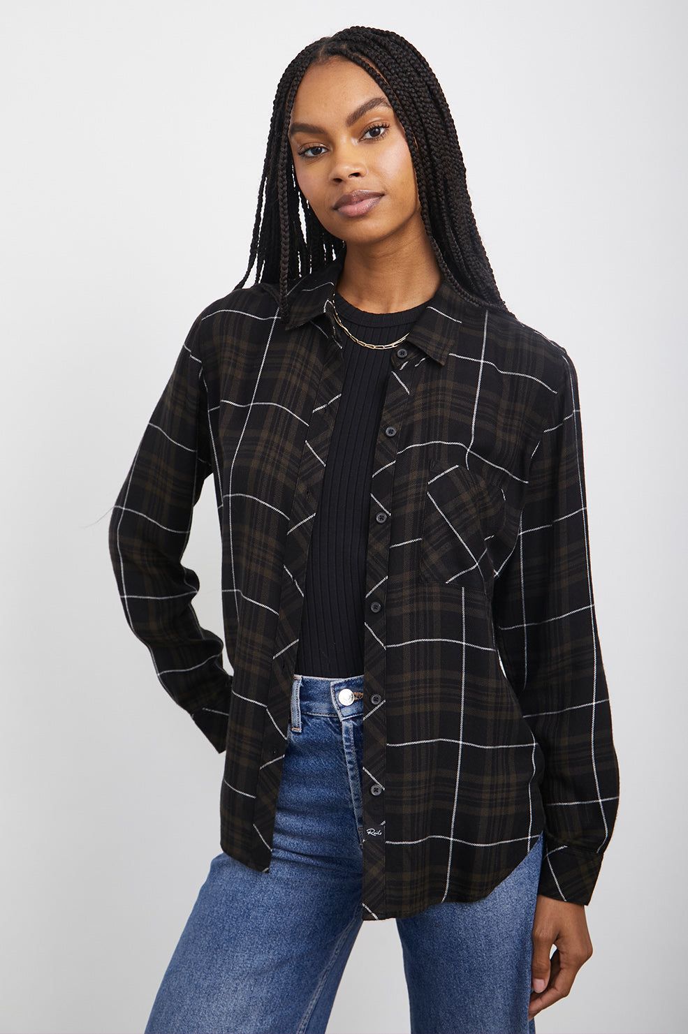 HUNTER SHIRT - OLIVE CARBON WHITE sold by Rails