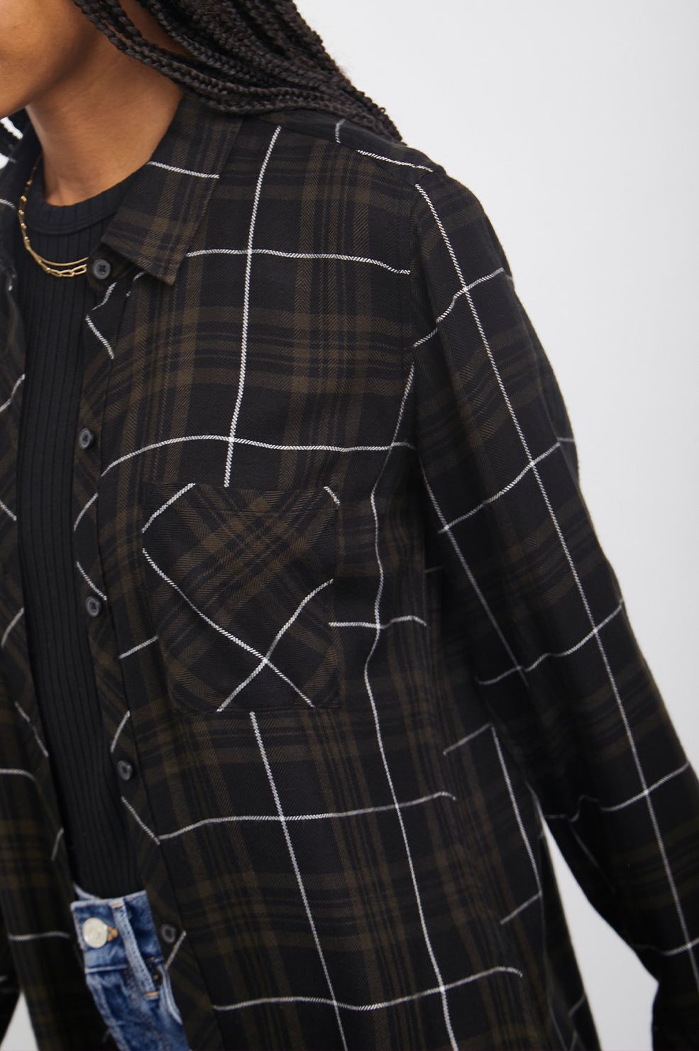 HUNTER SHIRT - OLIVE CARBON WHITE sold by Rails product image thumbnail 2