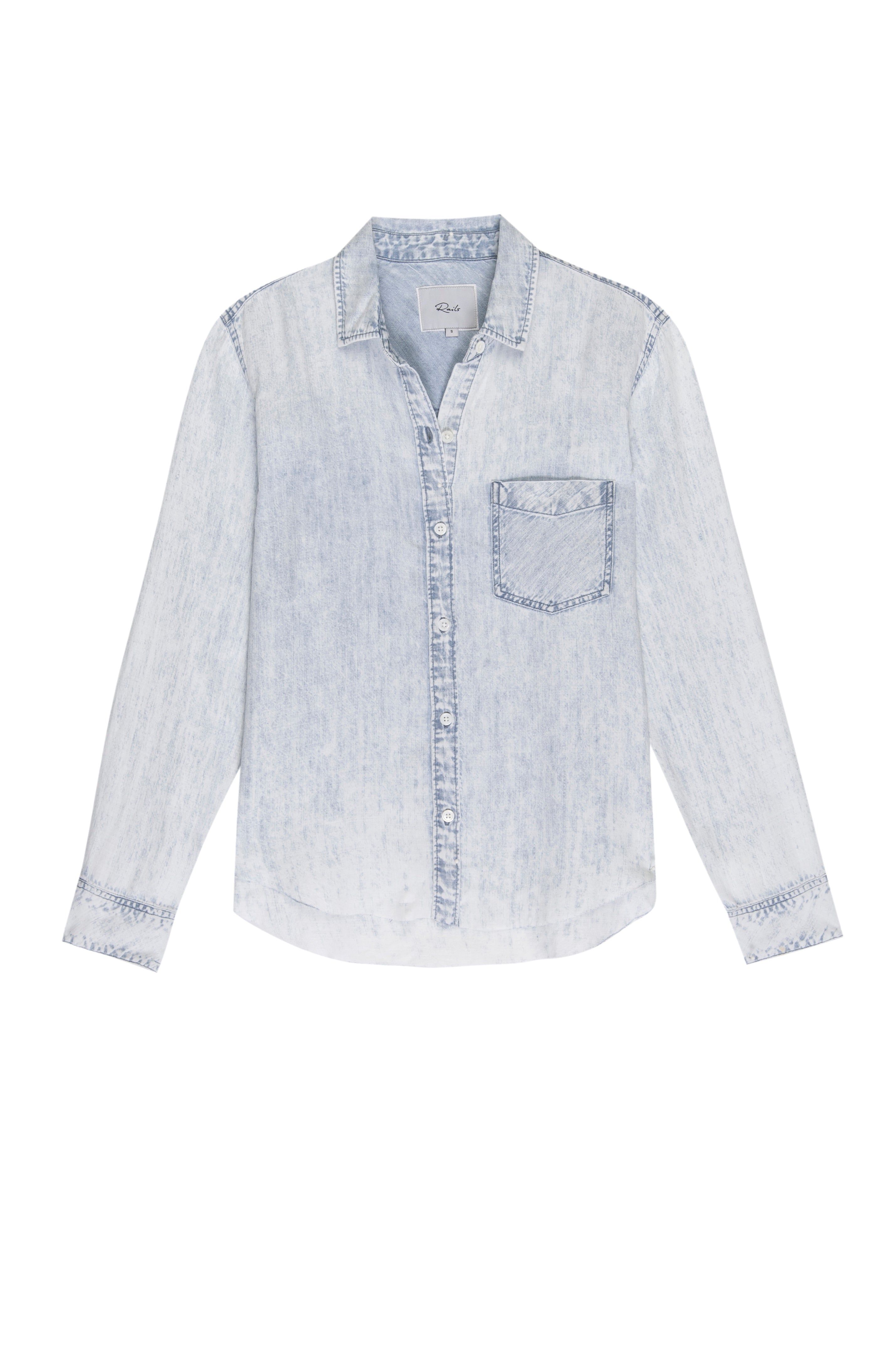INGRID RAW HEM SHIRT - LIGHT ACID WASH sold by Rails product image thumbnail 6