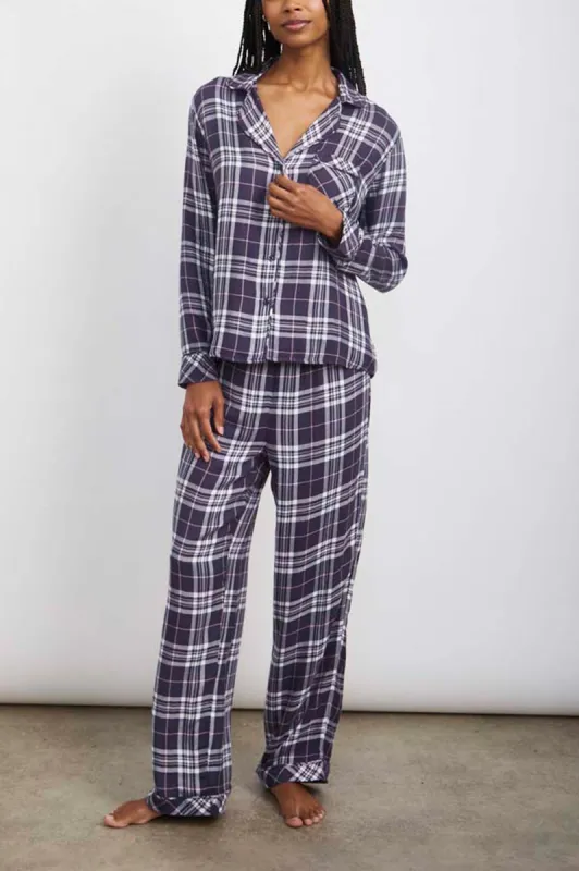 CLARA PAJAMA SET - INDIGO PEONY WHITE sold by Rails