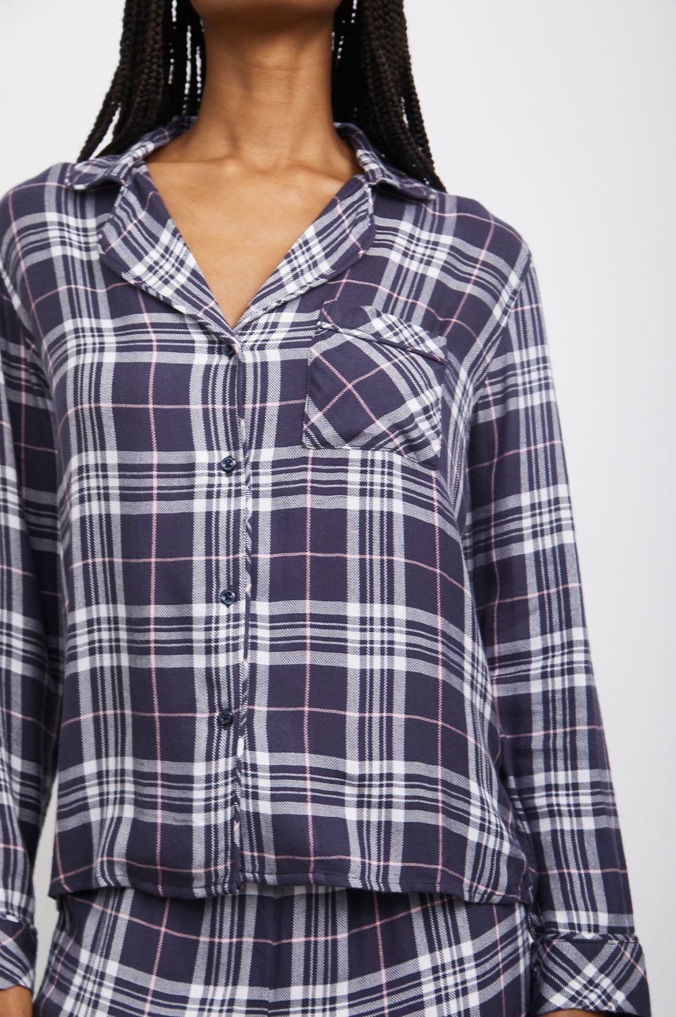 CLARA PAJAMA SET - INDIGO PEONY WHITE sold by Rails product image thumbnail 2