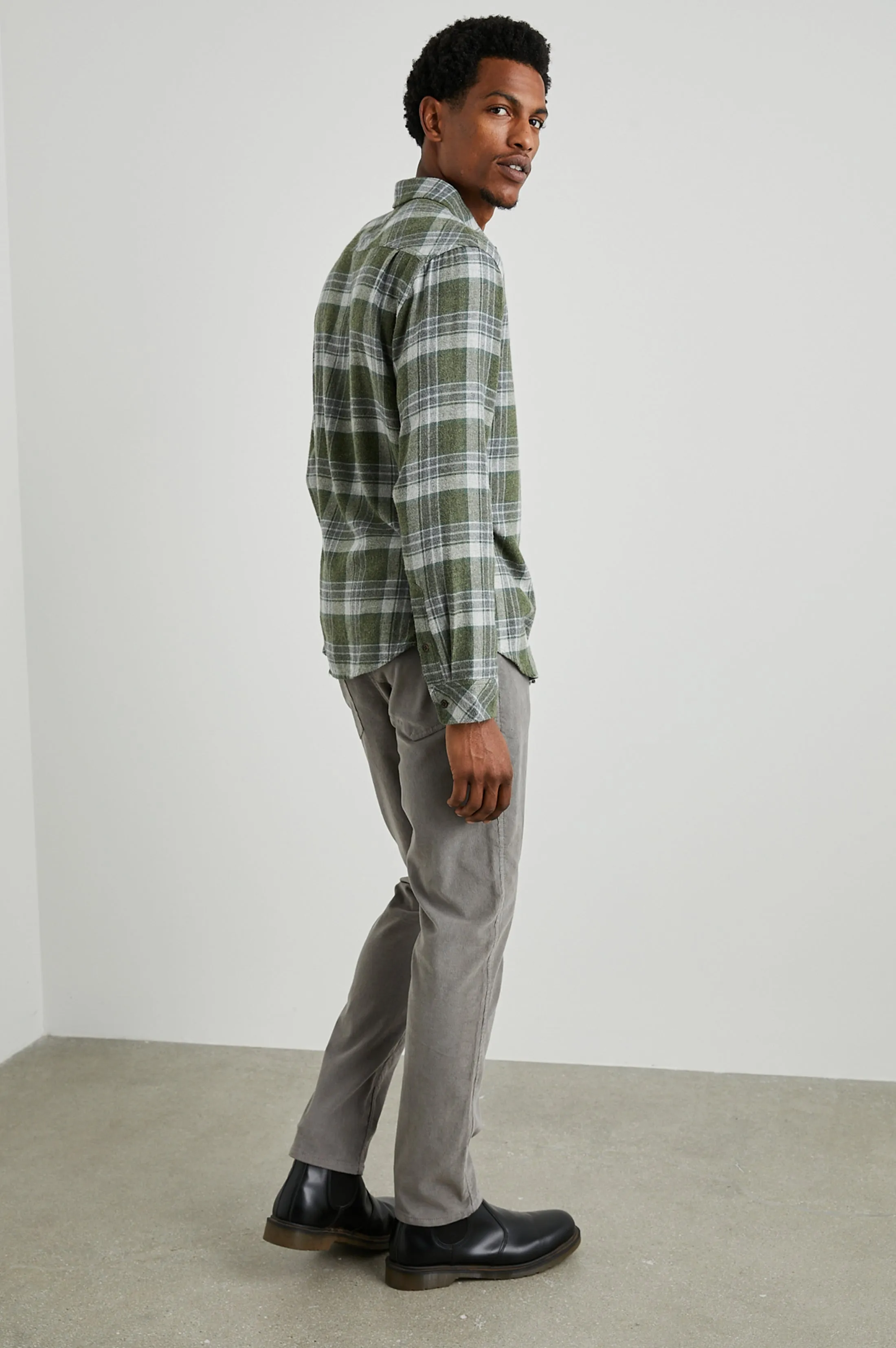 LENNOX SHIRT - GREEN HOLLOW GREY MELANGE sold by Rails product image thumbnail 5