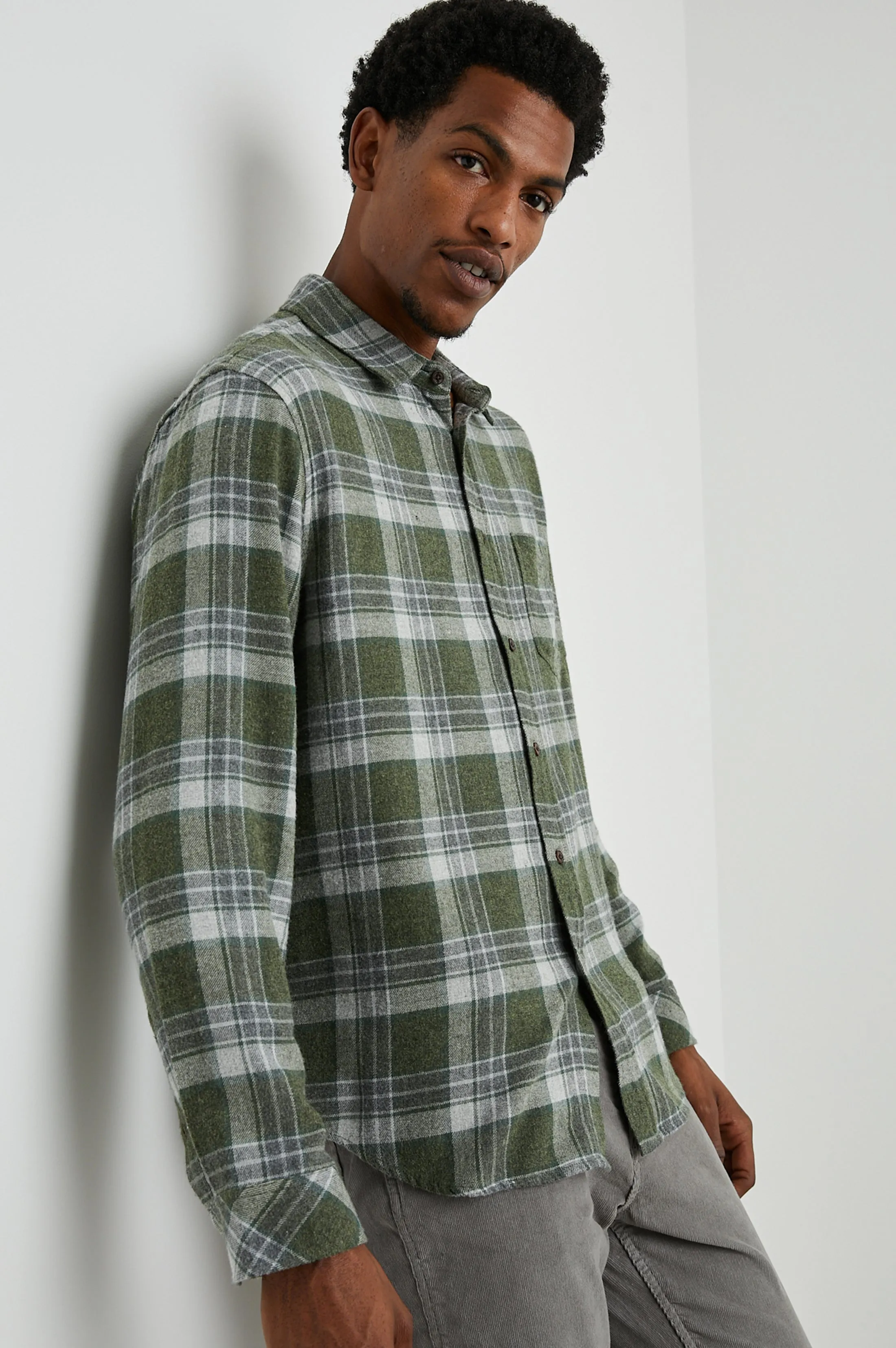 LENNOX SHIRT - GREEN HOLLOW GREY MELANGE sold by Rails product image thumbnail 4
