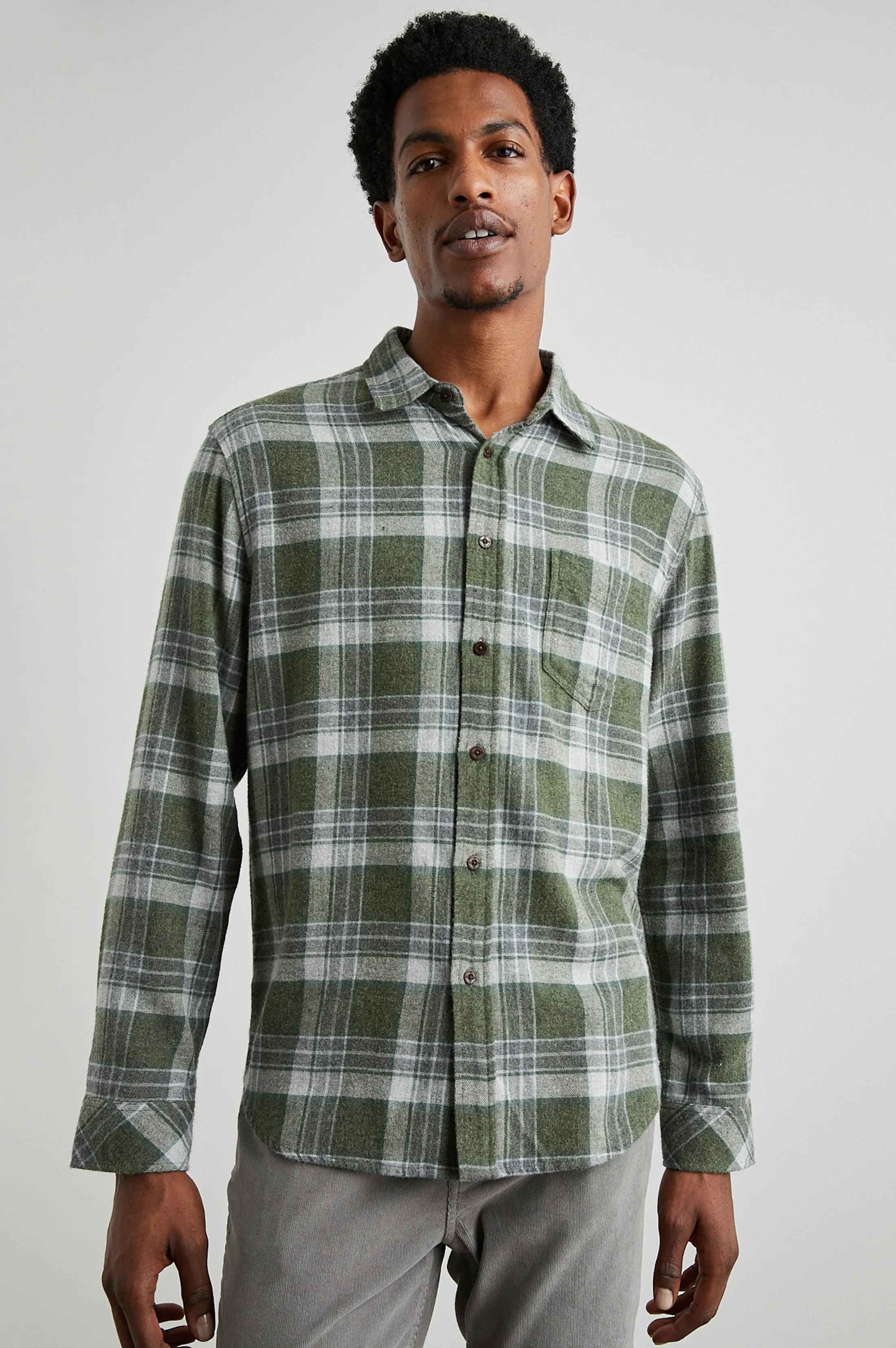 LENNOX SHIRT - GREEN HOLLOW GREY MELANGE sold by Rails product image thumbnail 3