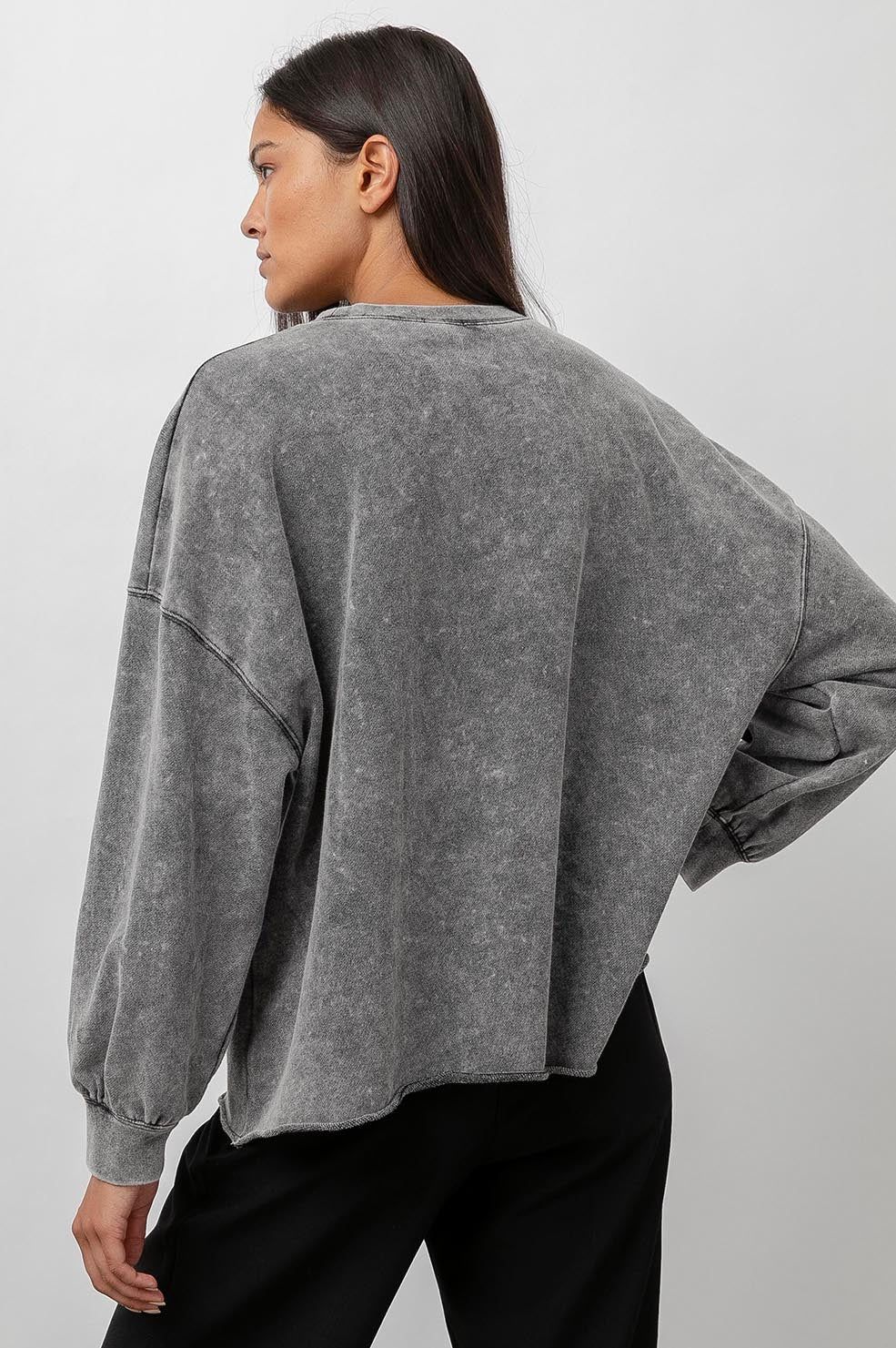 REEVES SWEATSHIRT - BLACK ACID WASH sold by Rails product image thumbnail 3