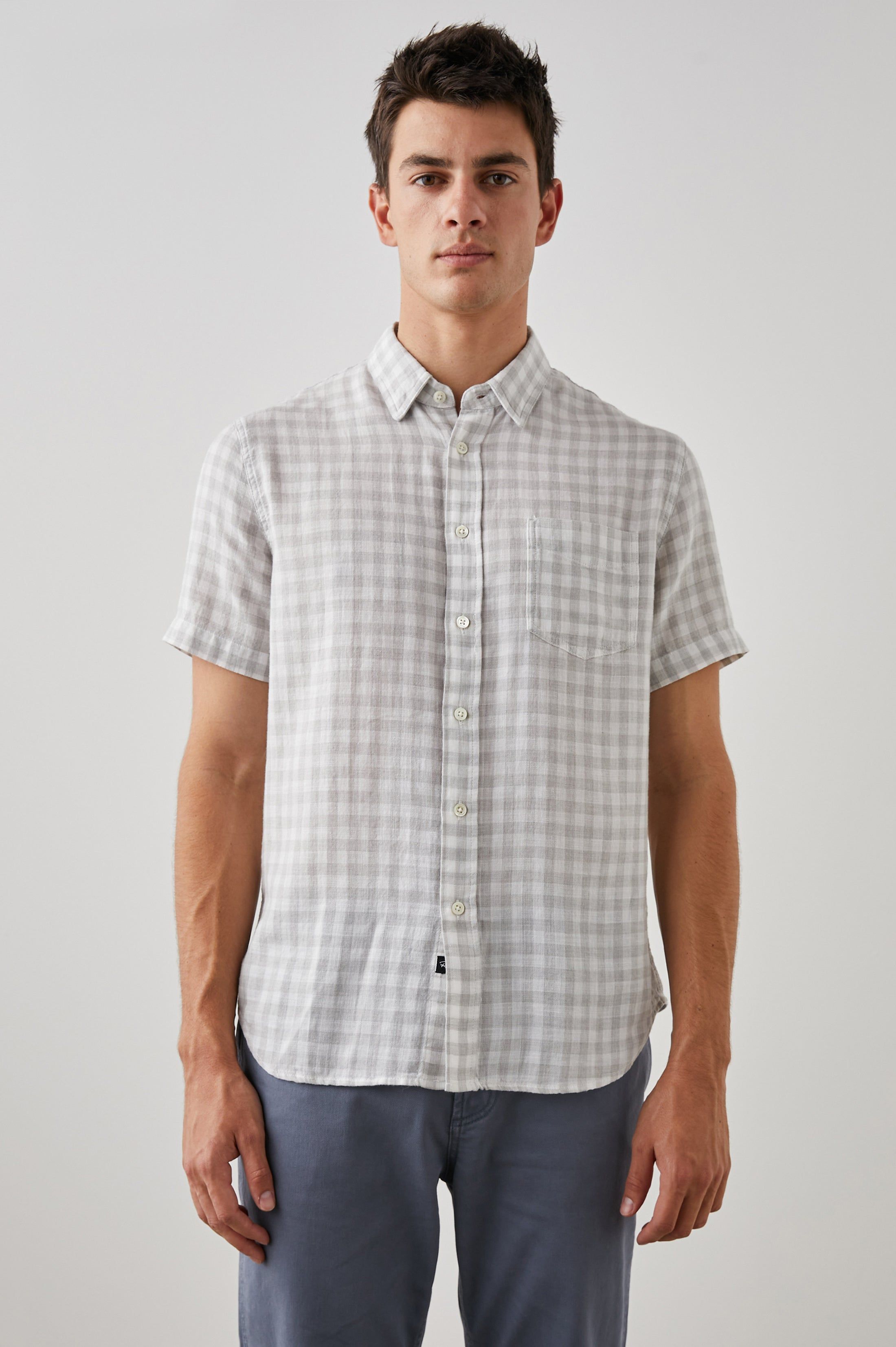 FAIRFAX SHIRT - GREY GINGHAM MELANGE sold by Rails