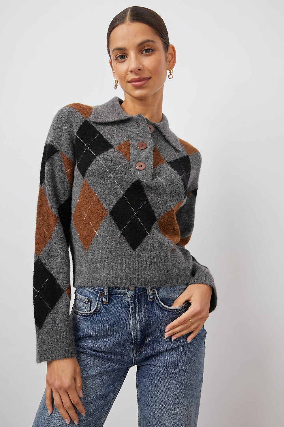 SHAE SWEATER - HEATHER TOFFEE ARGLYE sold by Rails