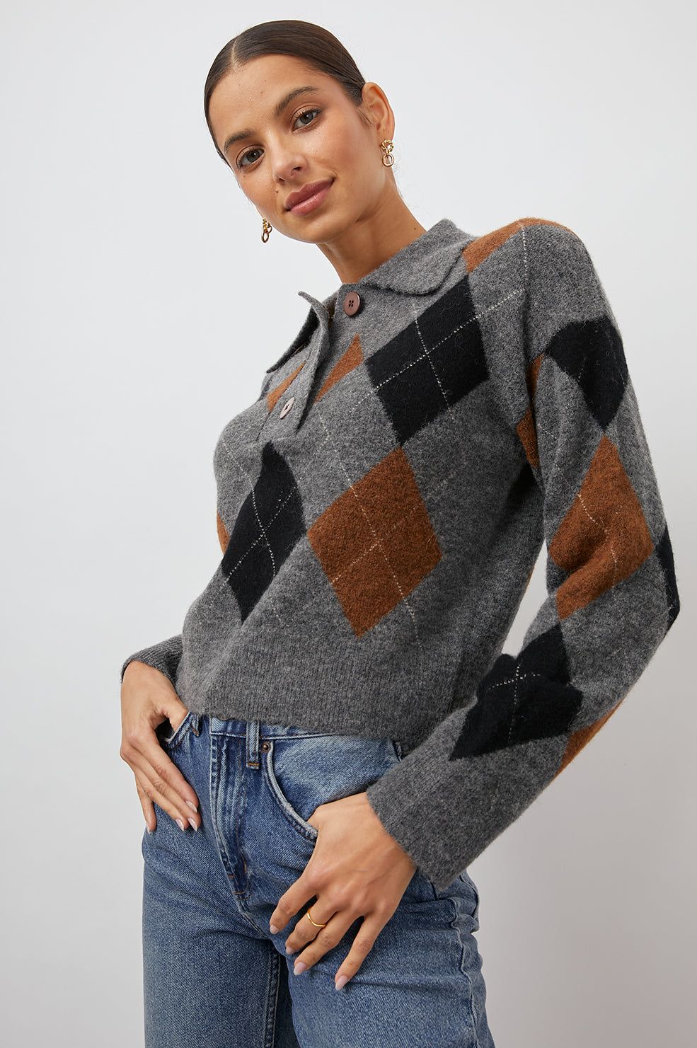 SHAE SWEATER - HEATHER TOFFEE ARGLYE sold by Rails product image thumbnail 4