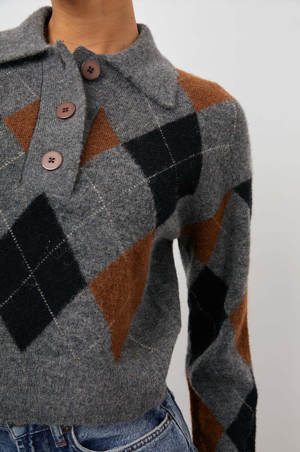 SHAE SWEATER - HEATHER TOFFEE ARGLYE sold by Rails product image thumbnail 2