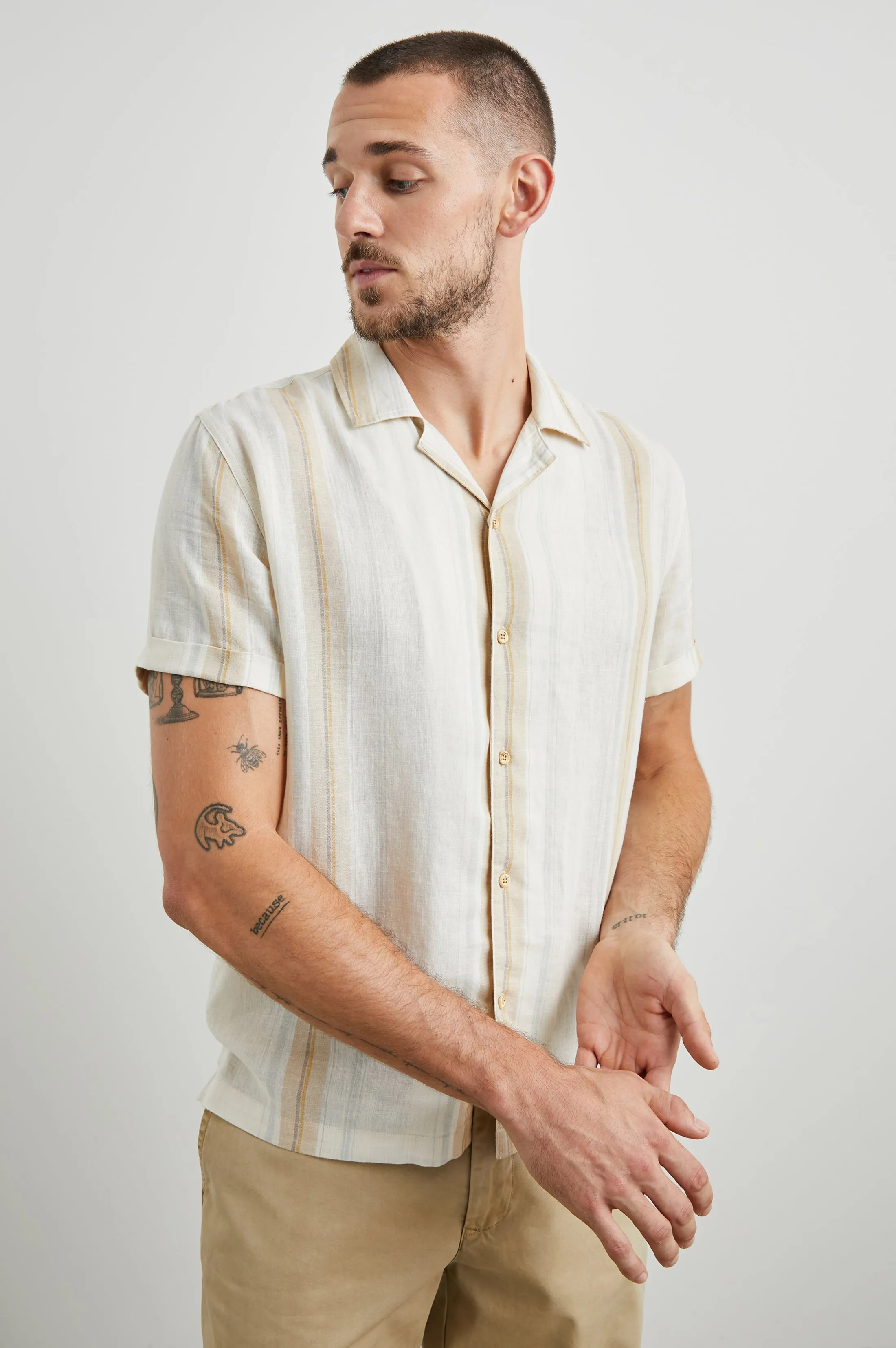 AMALFI SHIRT - FARRO DOVE STRIPE sold by Rails