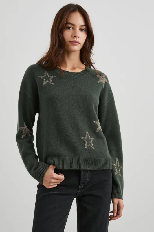 PERCI SWEATER - OLIVE GOLD STARS sold by Rails