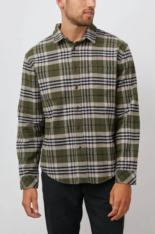 FORREST SHIRT - TAMARIND OLIVE GLEN sold by Rails