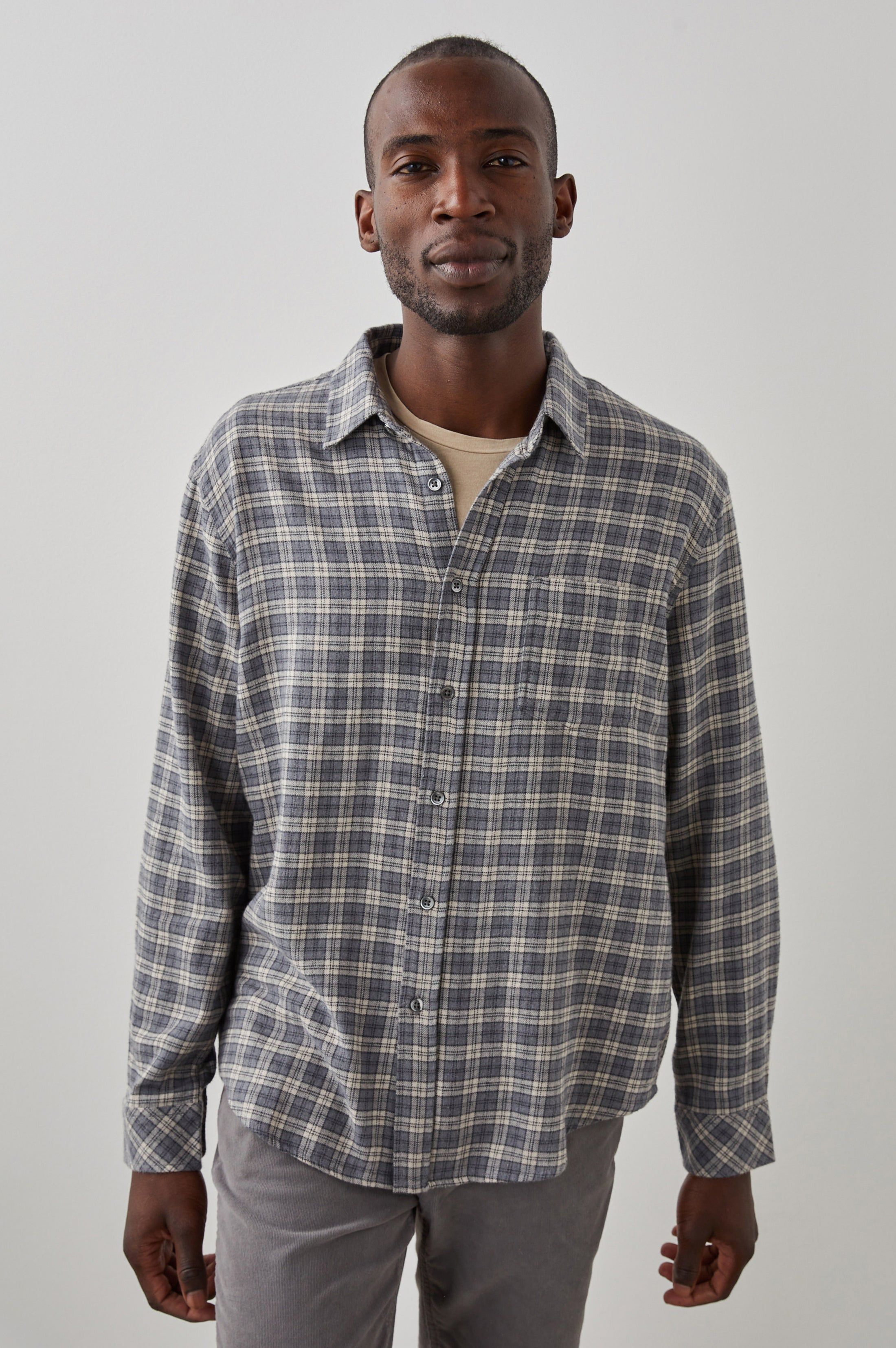 LENNOX SHIRT - CHARCOAL FLAX MELANGE sold by Rails