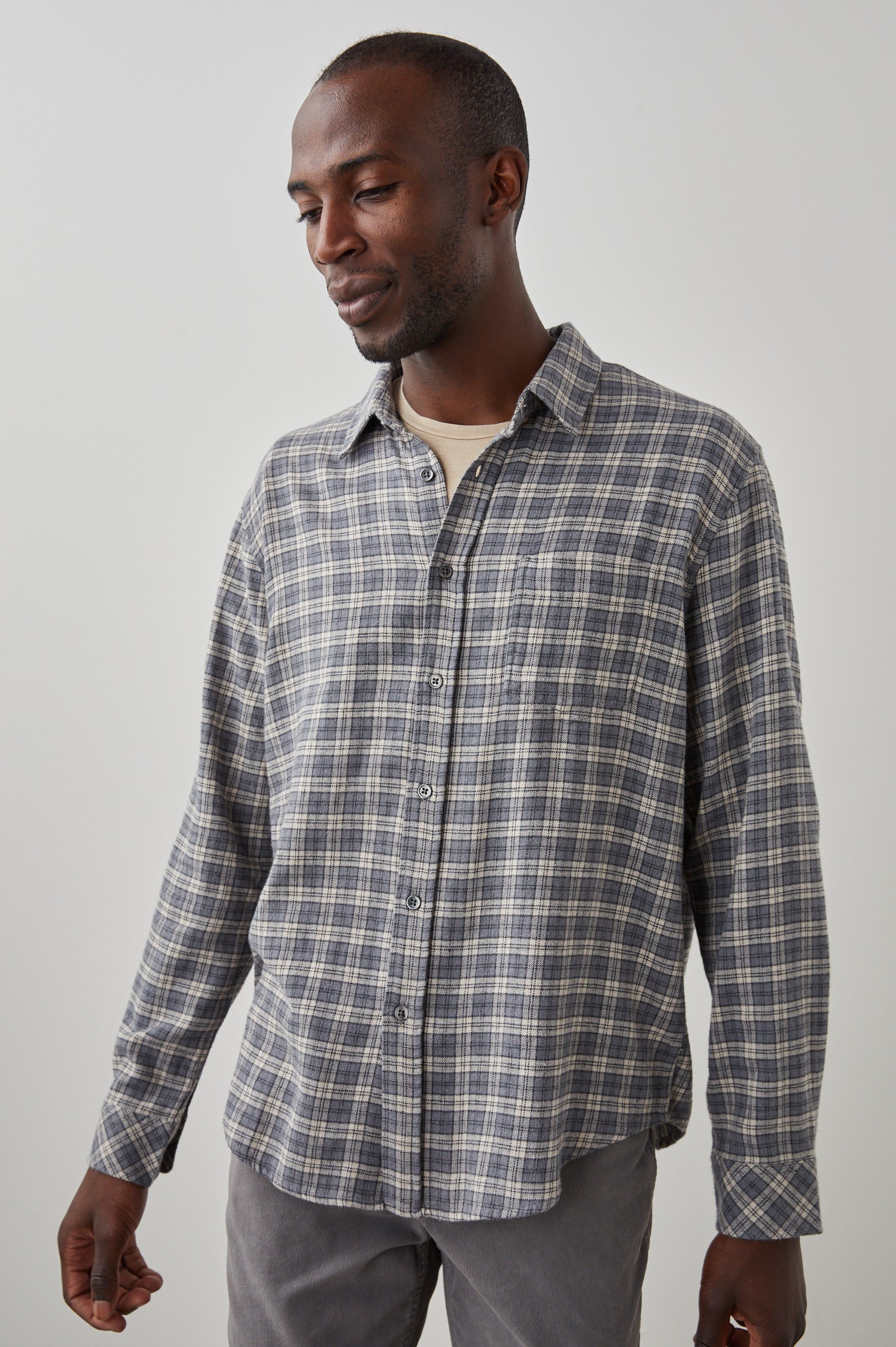 LENNOX SHIRT - CHARCOAL FLAX MELANGE sold by Rails product image thumbnail 5