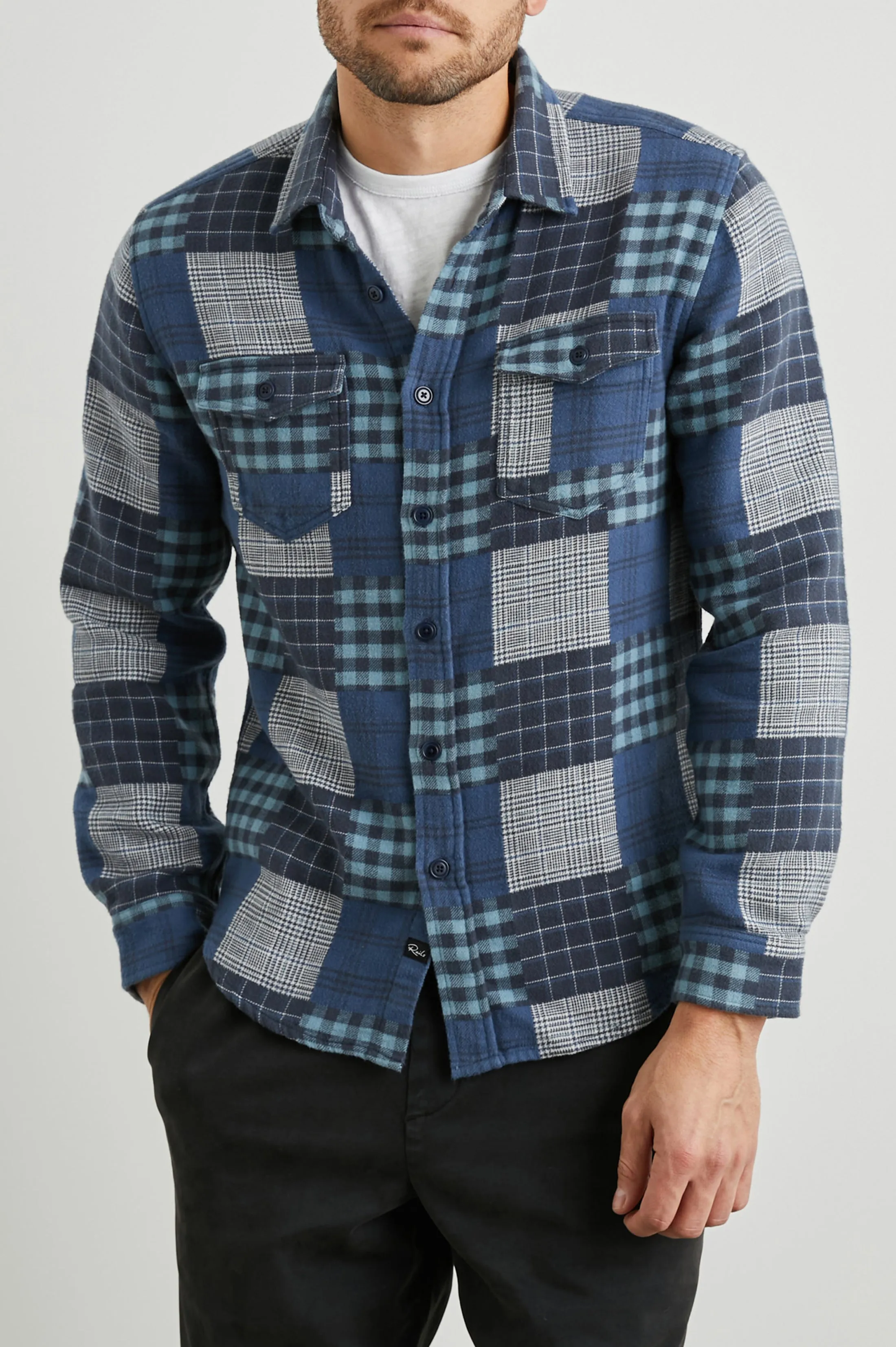 BANTON SHIRT - BLUE PATCHWORK sold by Rails product image thumbnail 3