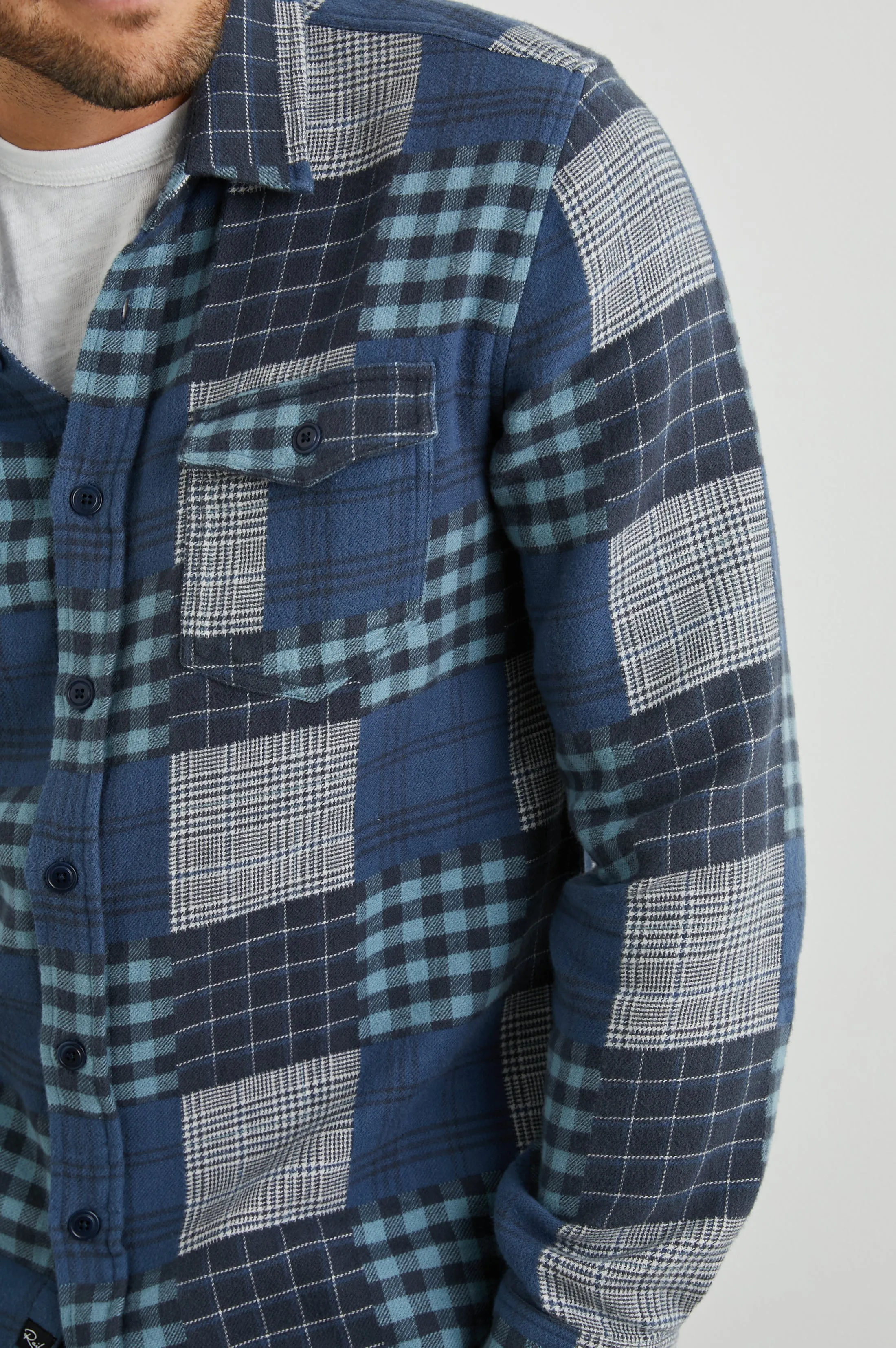 BANTON SHIRT - BLUE PATCHWORK sold by Rails product image thumbnail 2