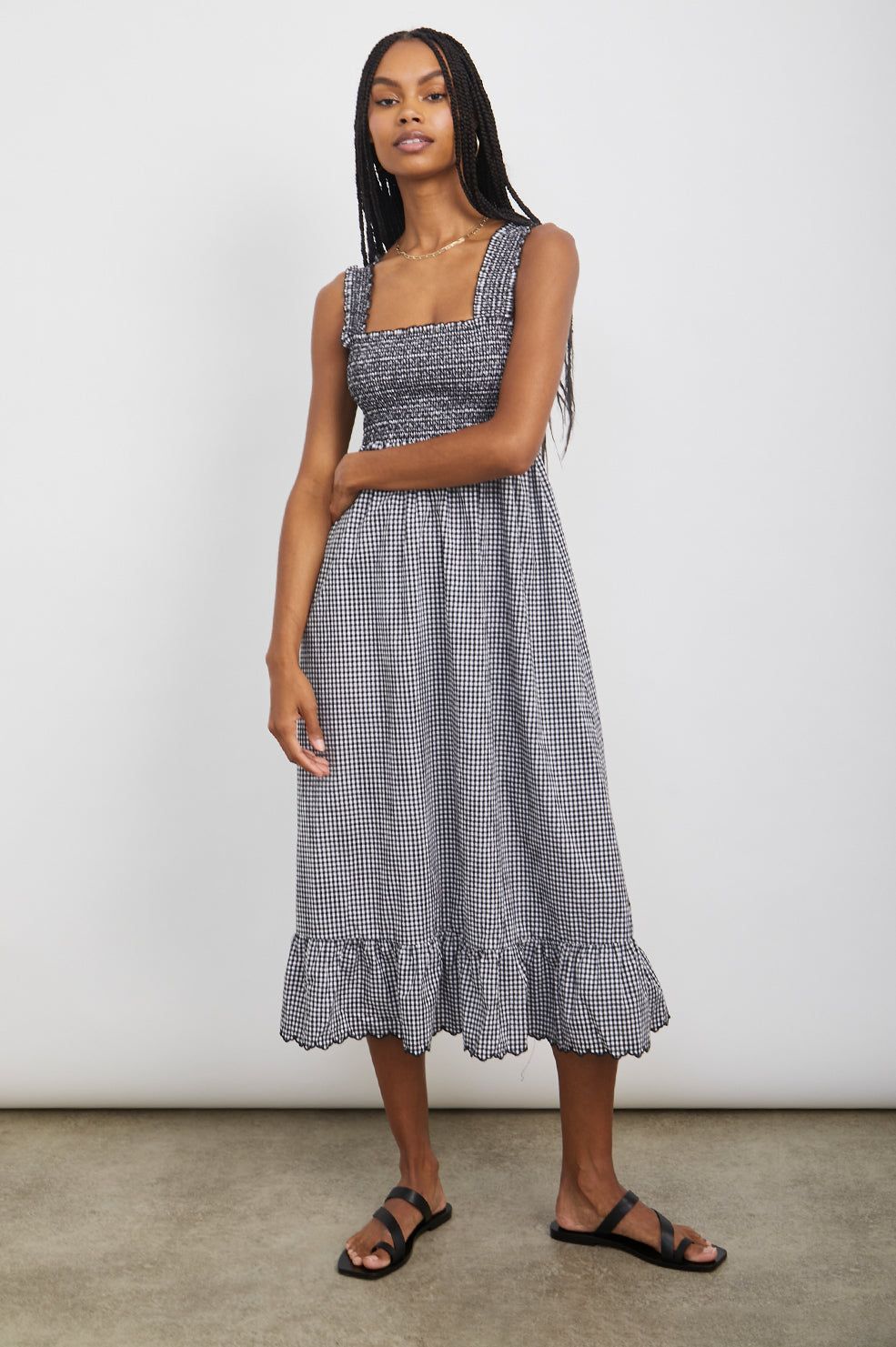 RUMI DRESS - BLACK MINI GINGHAM sold by Rails