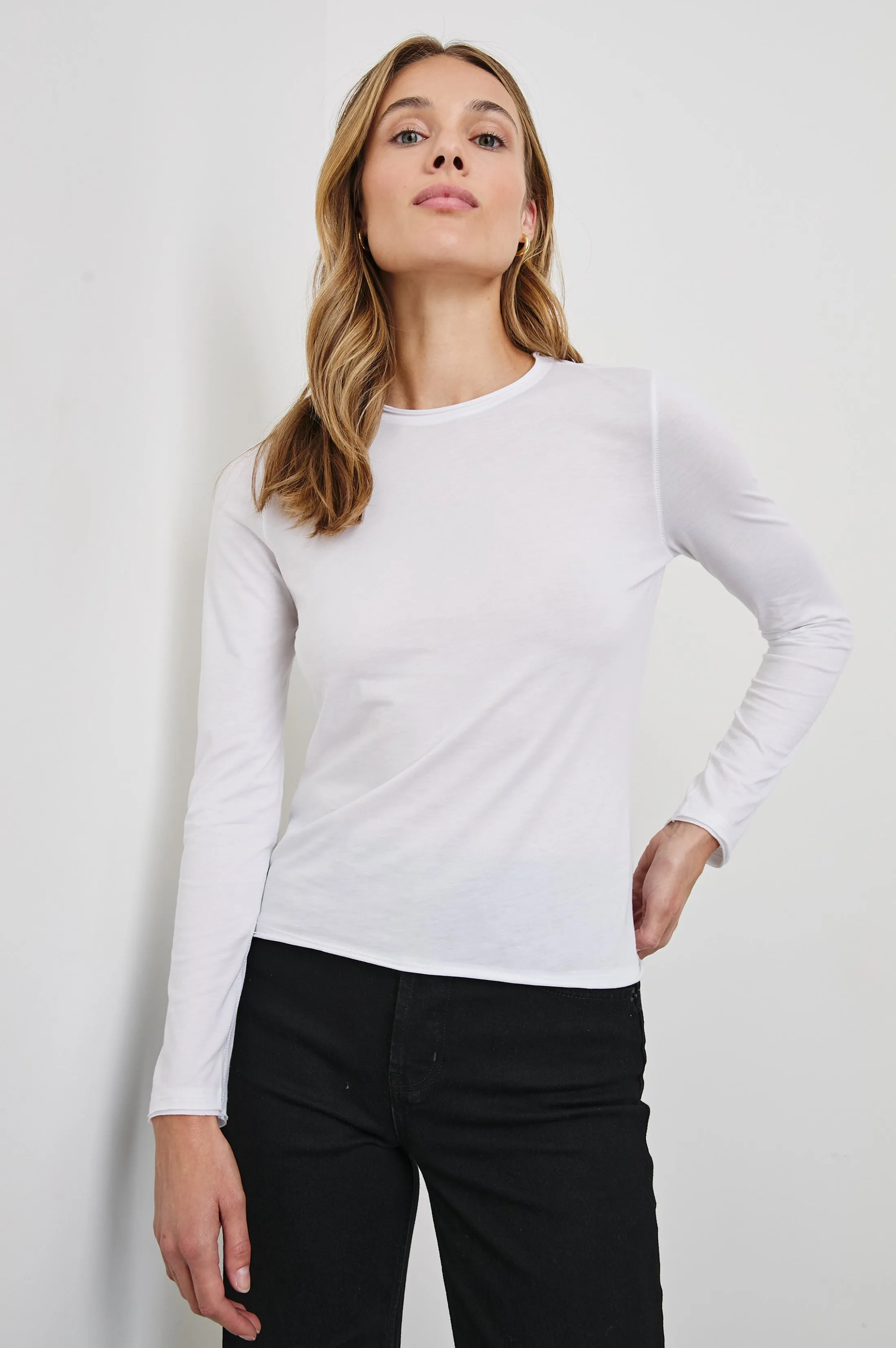 LONG SLEEVE CREW NECK T-SHIRT - WHITE sold by Rails product image thumbnail 4