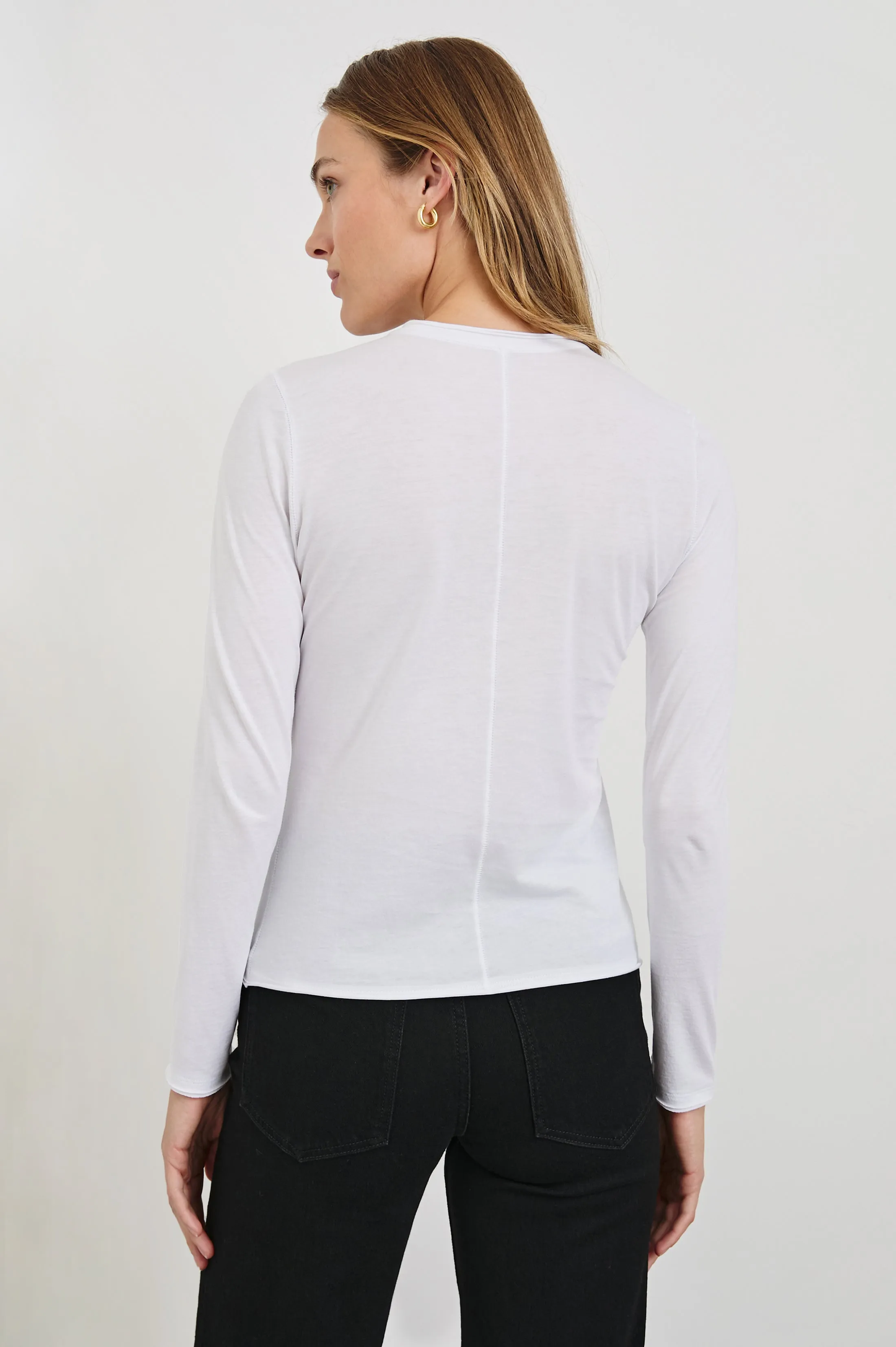 LONG SLEEVE CREW NECK T-SHIRT - WHITE sold by Rails product image thumbnail 5