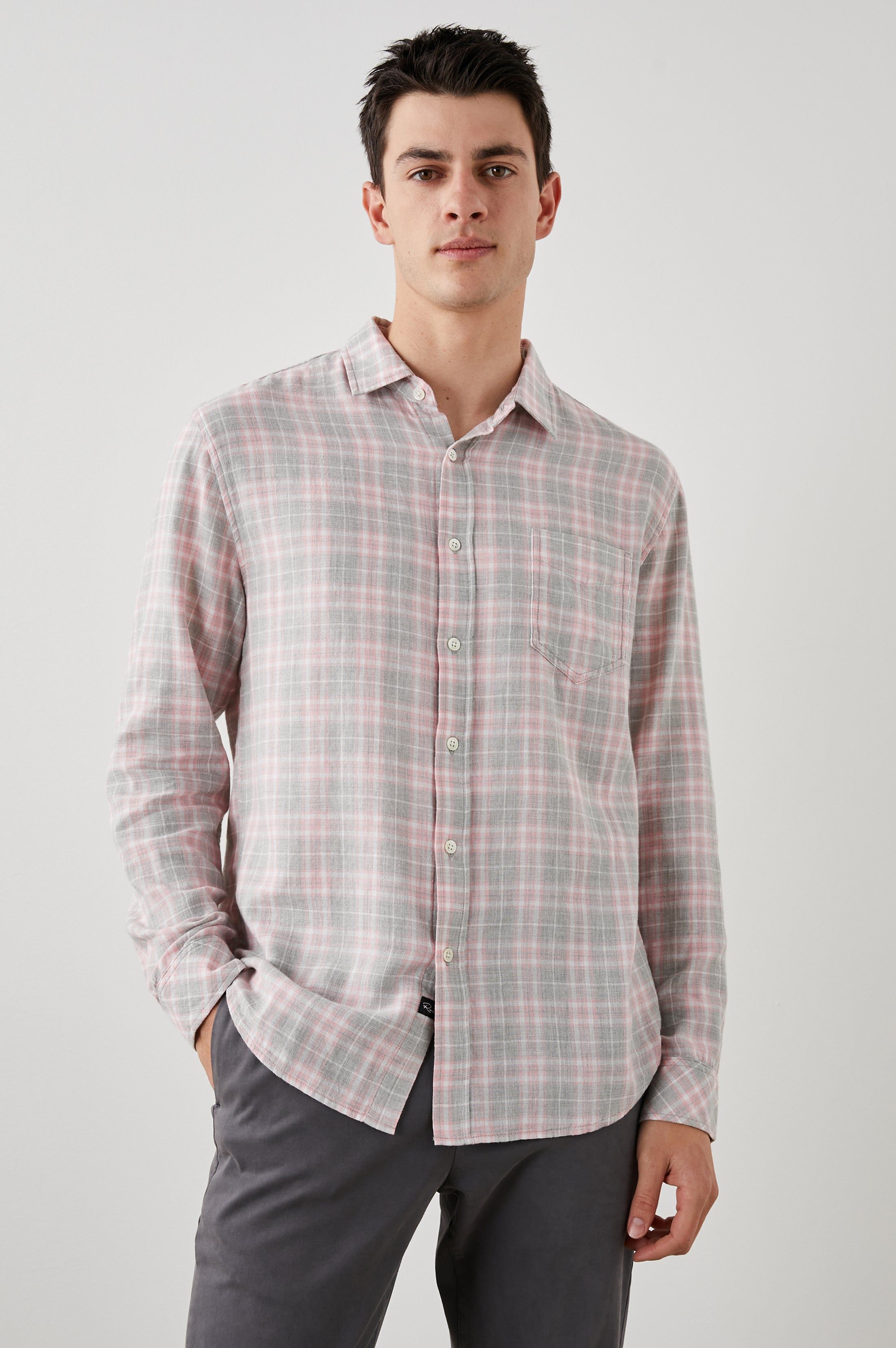 WYATT SHIRT - PAPAYA SILVER MELANGE sold by Rails