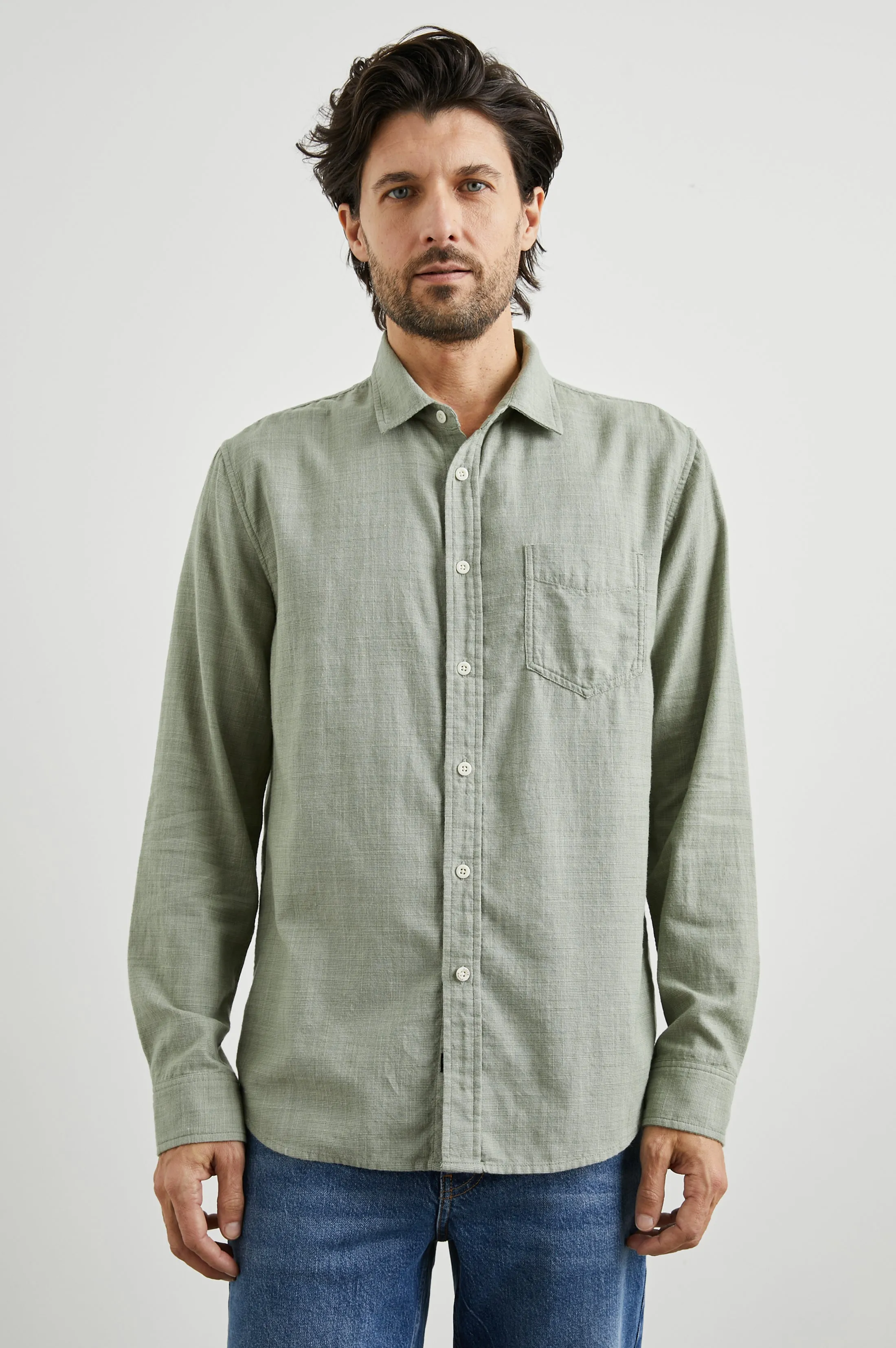 WYATT SHIRT - JADE ETCH sold by Rails