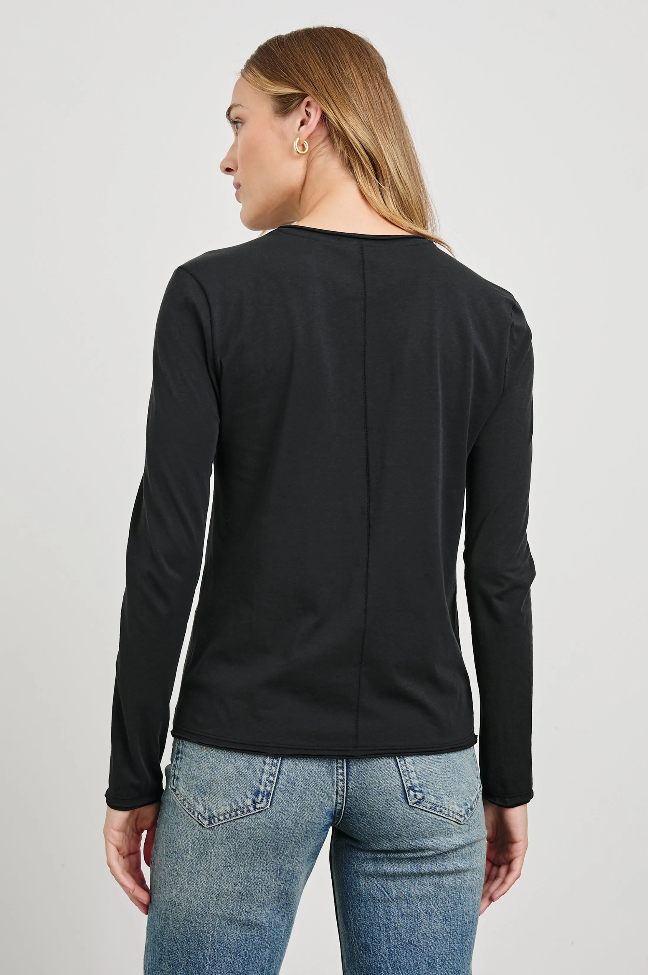 LONG SLEEVE CREW NECK T-SHIRT - BLACK sold by Rails product image thumbnail 5