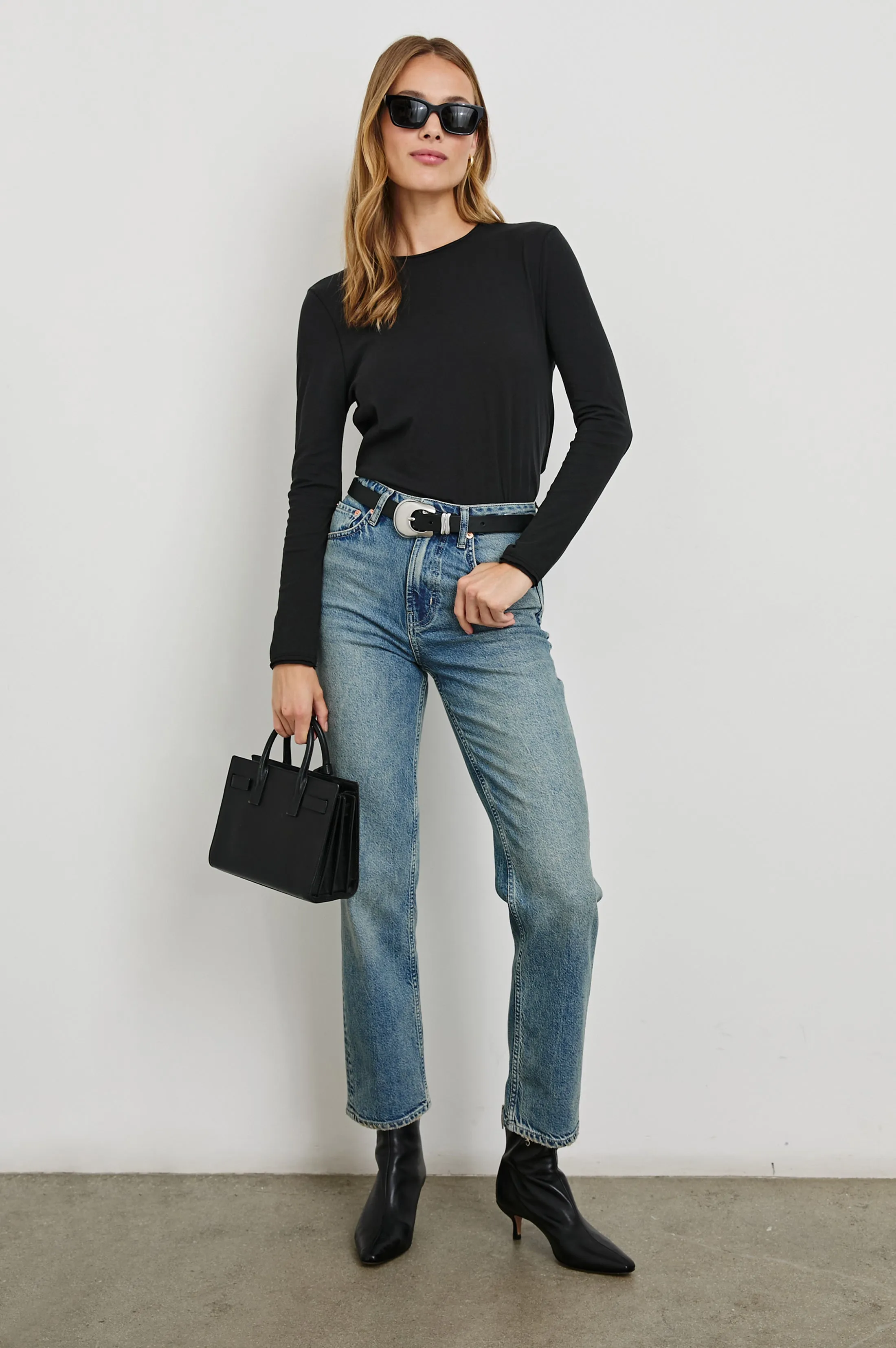 LONG SLEEVE CREW NECK T-SHIRT - BLACK sold by Rails product image thumbnail 4