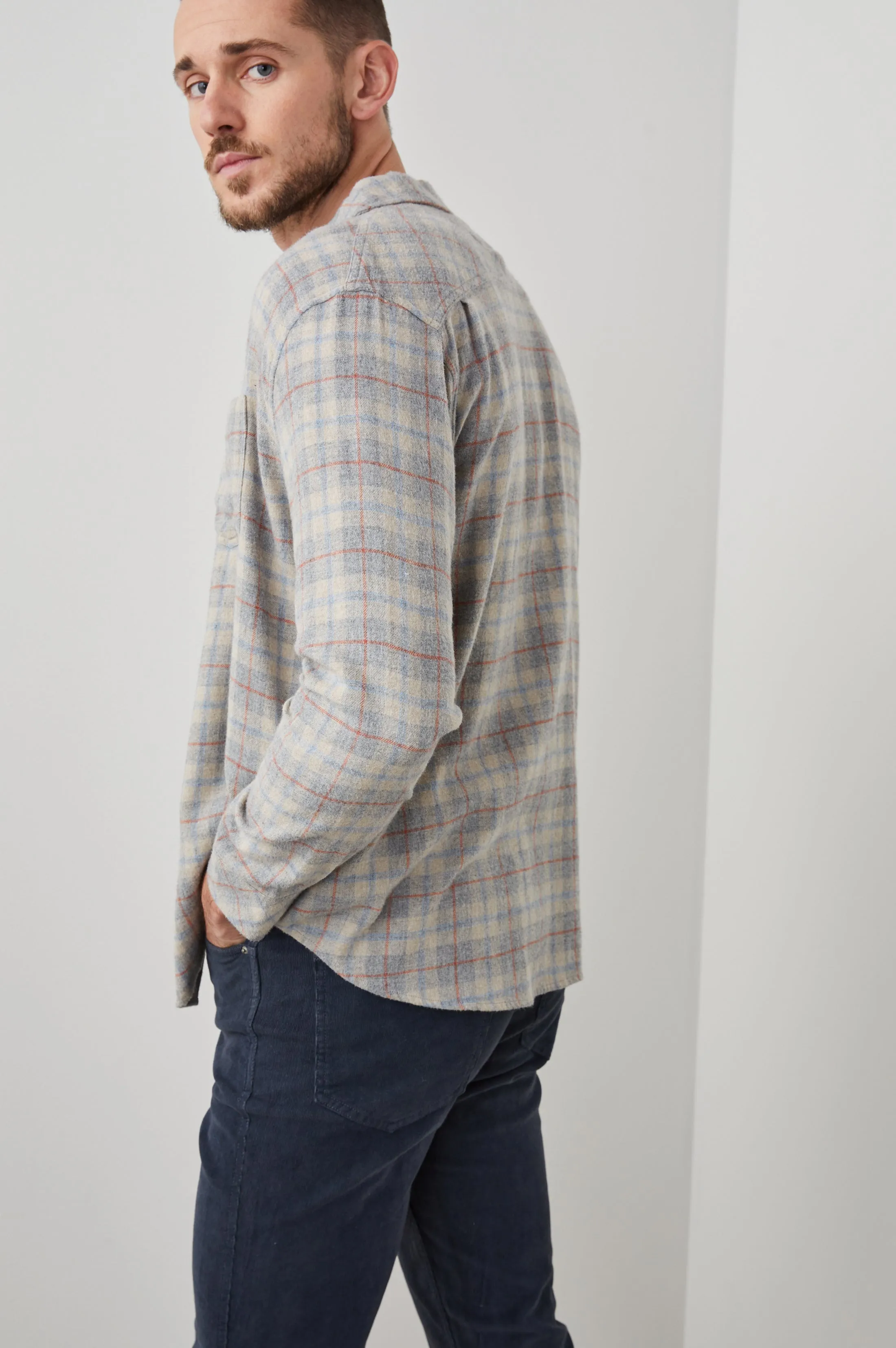 LENNOX SHIRT - PAPER GREY MELANGE sold by Rails product image thumbnail 4