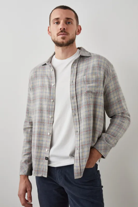 LENNOX SHIRT - PAPER GREY MELANGE sold by Rails