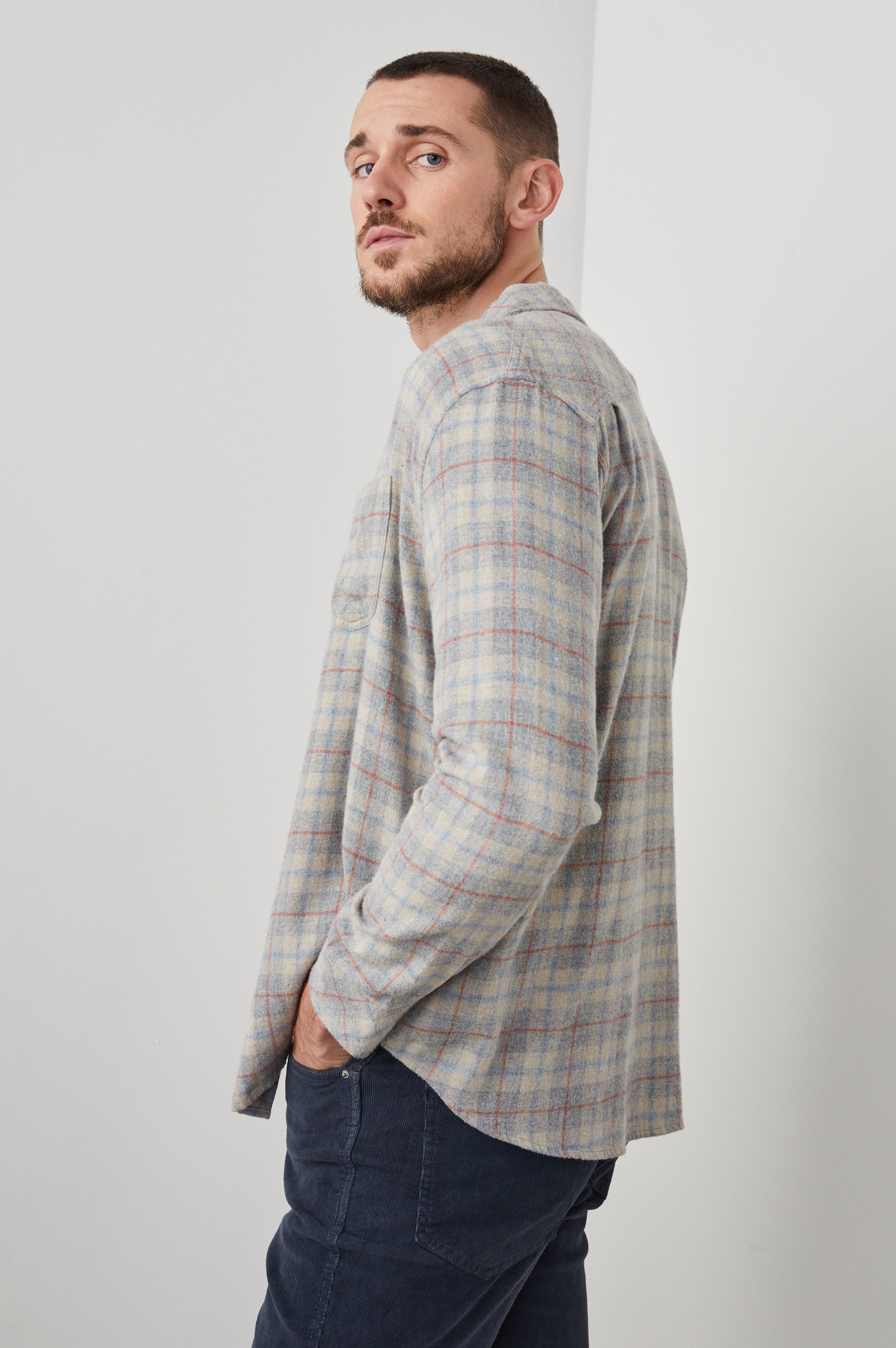 LENNOX SHIRT - PAPER GREY MELANGE sold by Rails product image thumbnail 5