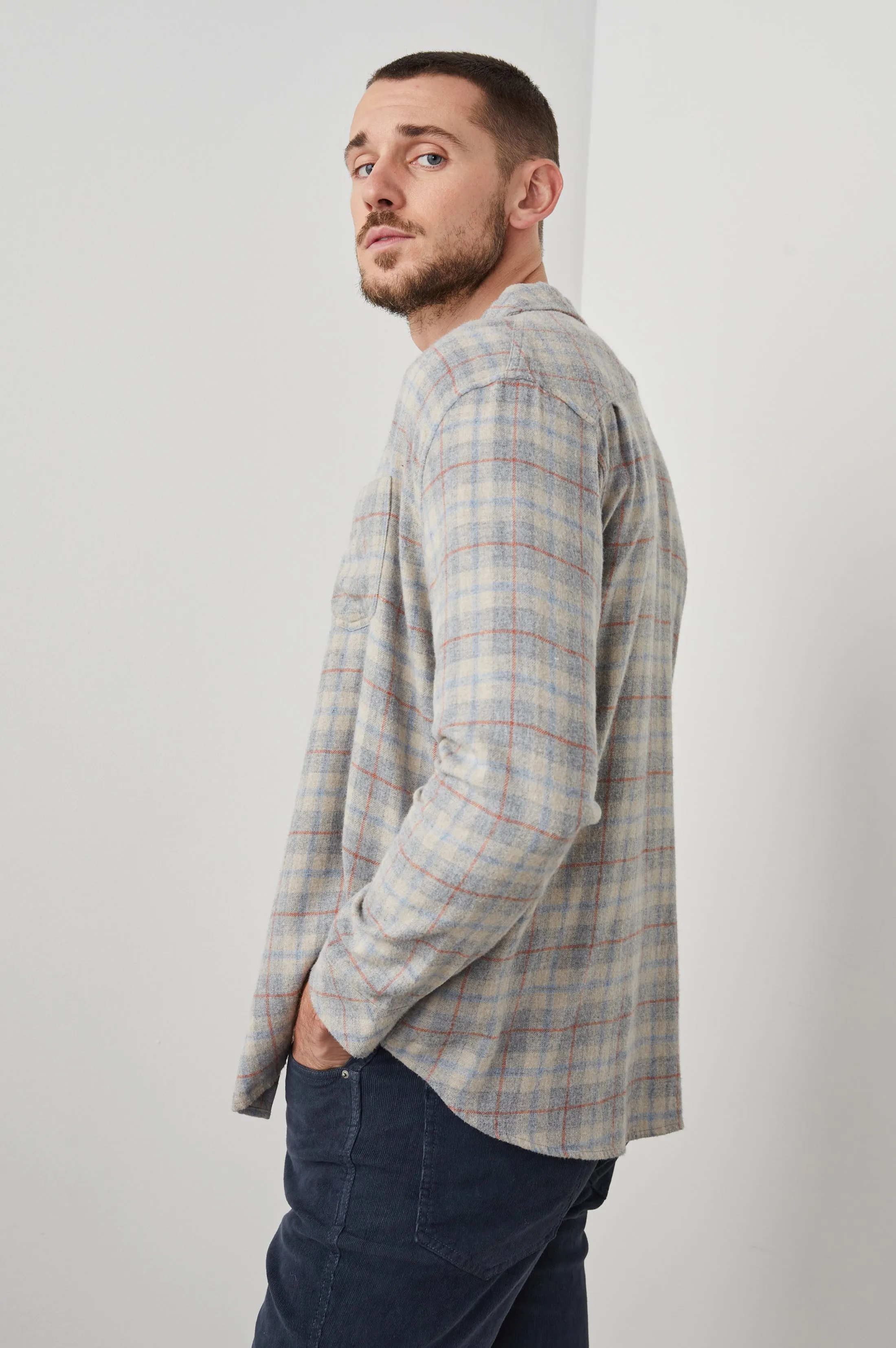 LENNOX SHIRT - PAPER GREY MELANGE sold by Rails product image thumbnail 5
