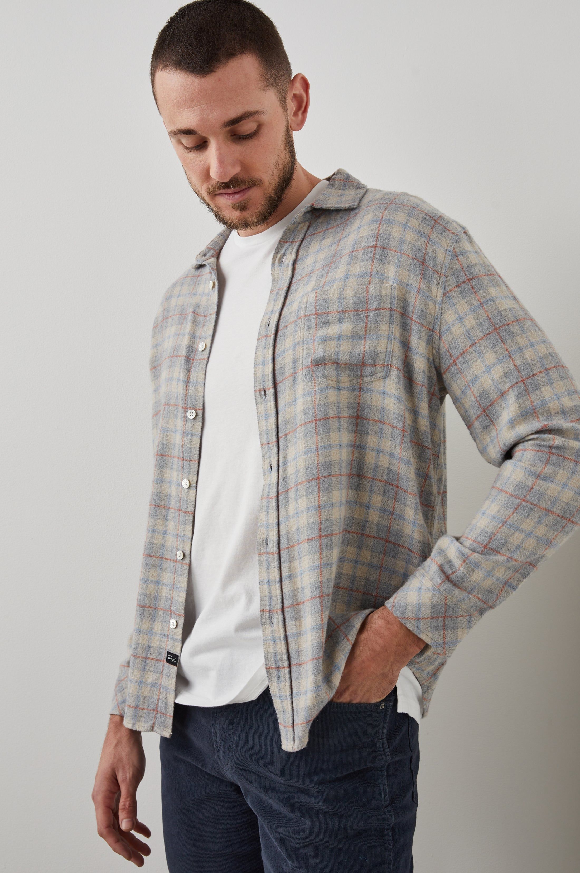LENNOX SHIRT - PAPER GREY MELANGE sold by Rails product image thumbnail 3