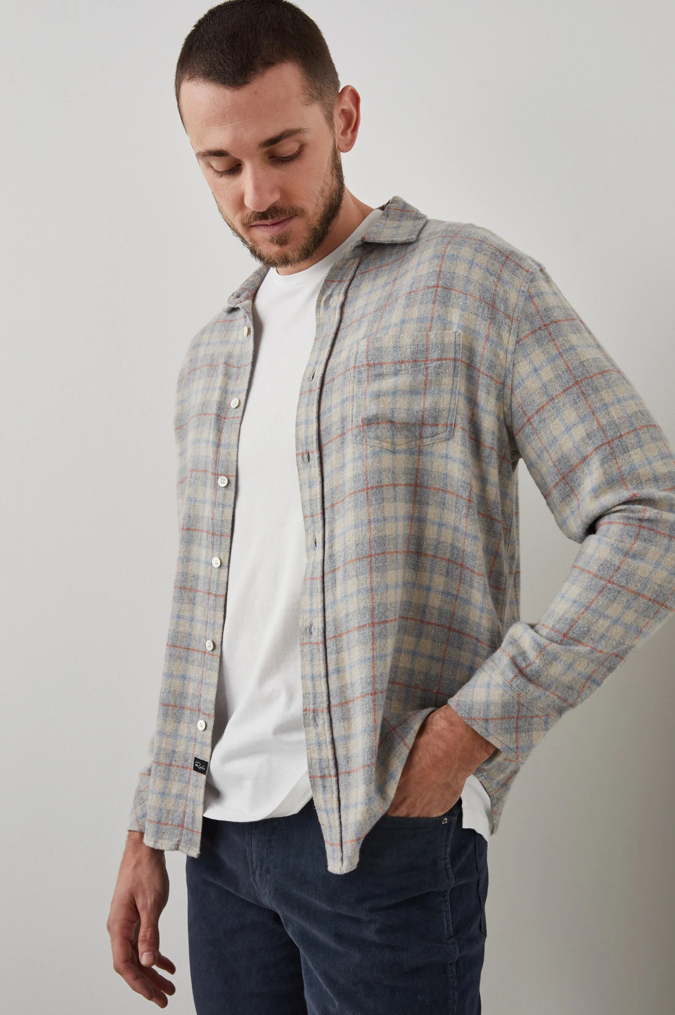 LENNOX SHIRT - PAPER GREY MELANGE sold by Rails product image thumbnail 3