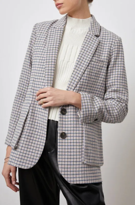 WINDSOR BLAZER - LILAC NAVY MINI CHECK sold by Rails