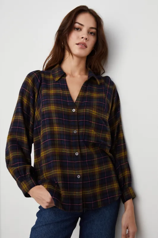 LAUREN SHIRT - NAVY HAZELNUT PINK sold by Rails
