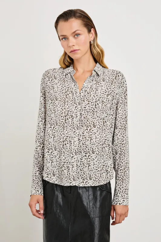 JOSEPHINE SHIRT - CHARCOAL WATERCOLOR CHEETAH sold by Rails