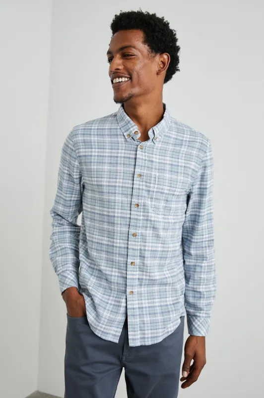REID SHIRT - SAGE GLASS WHITE sold by Rails