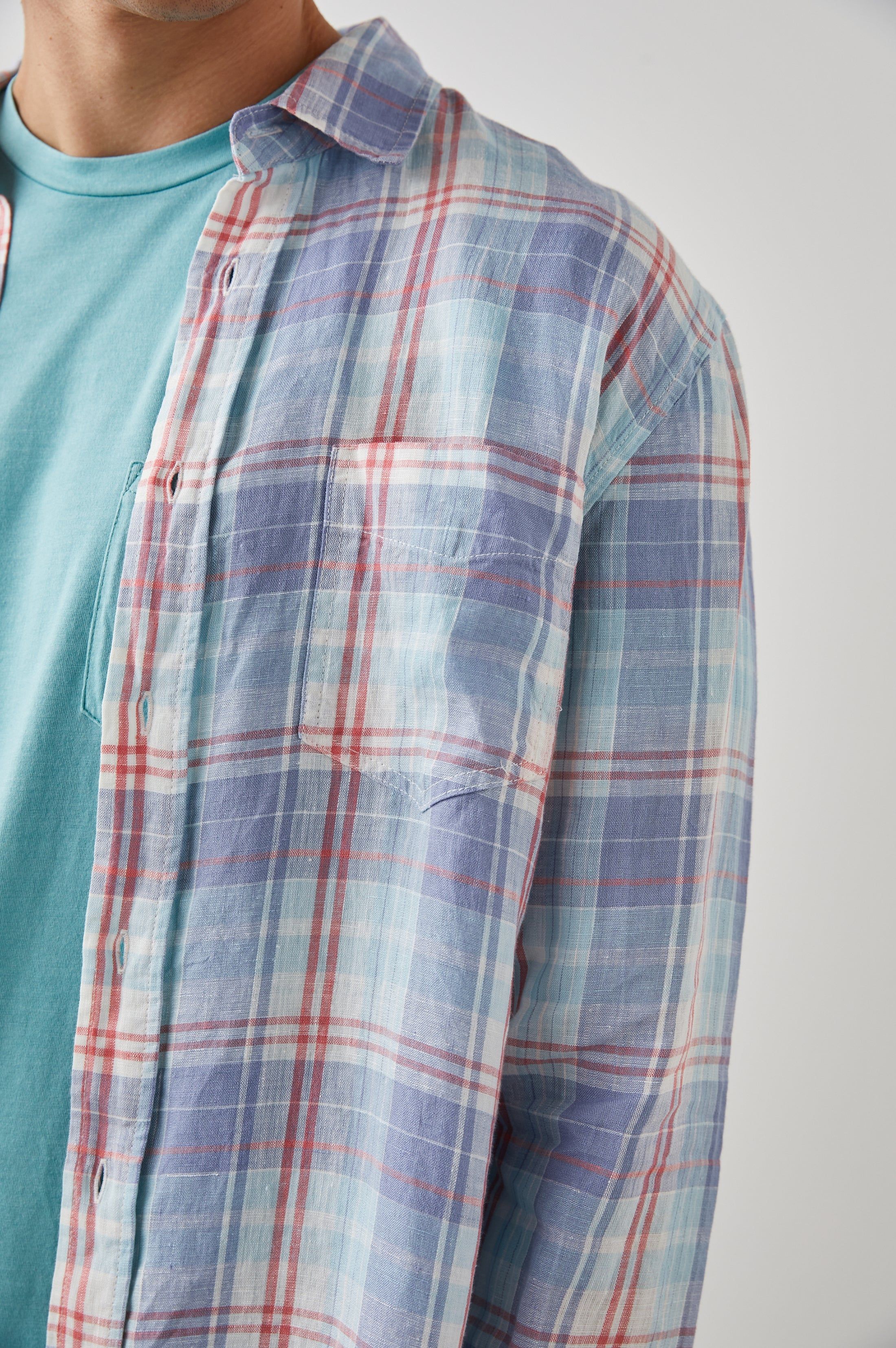 HAVANA SHIRT - LAVENDER AQUA CRIMSON sold by Rails product image thumbnail 2