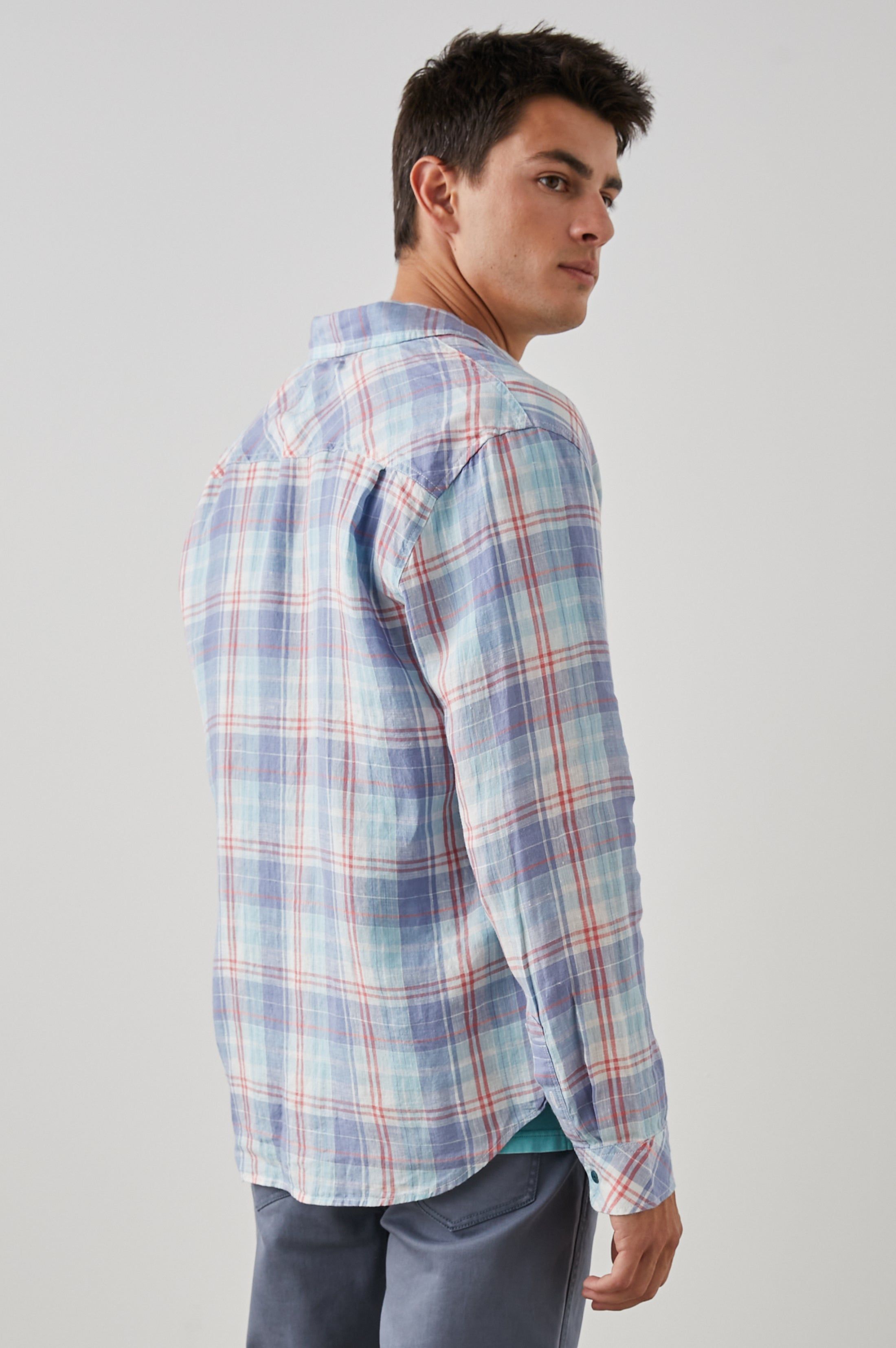 HAVANA SHIRT - LAVENDER AQUA CRIMSON sold by Rails product image thumbnail 4