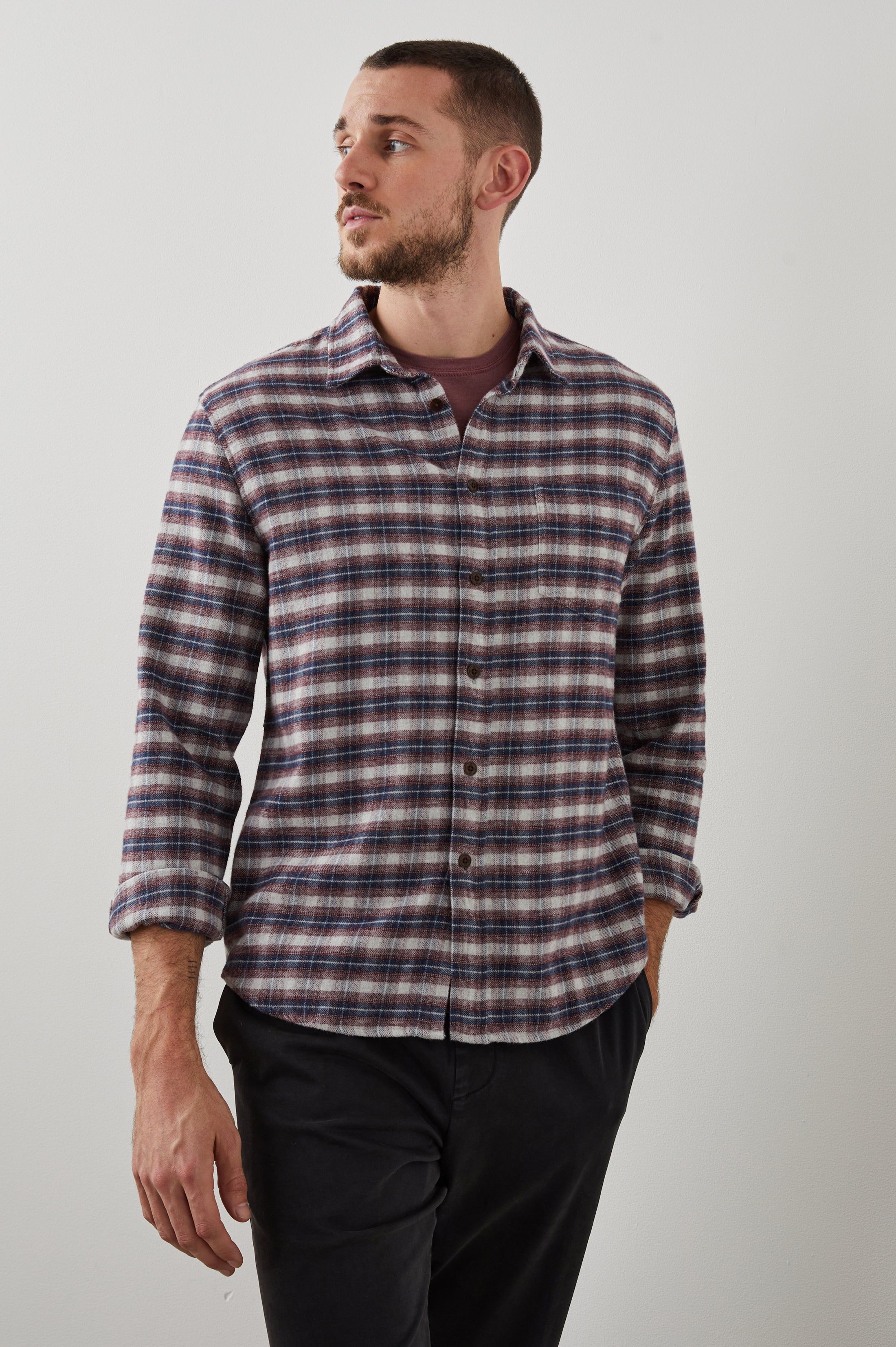 FORREST SHIRT - DUSK BERRY GREY MELANGE sold by Rails product image thumbnail 3