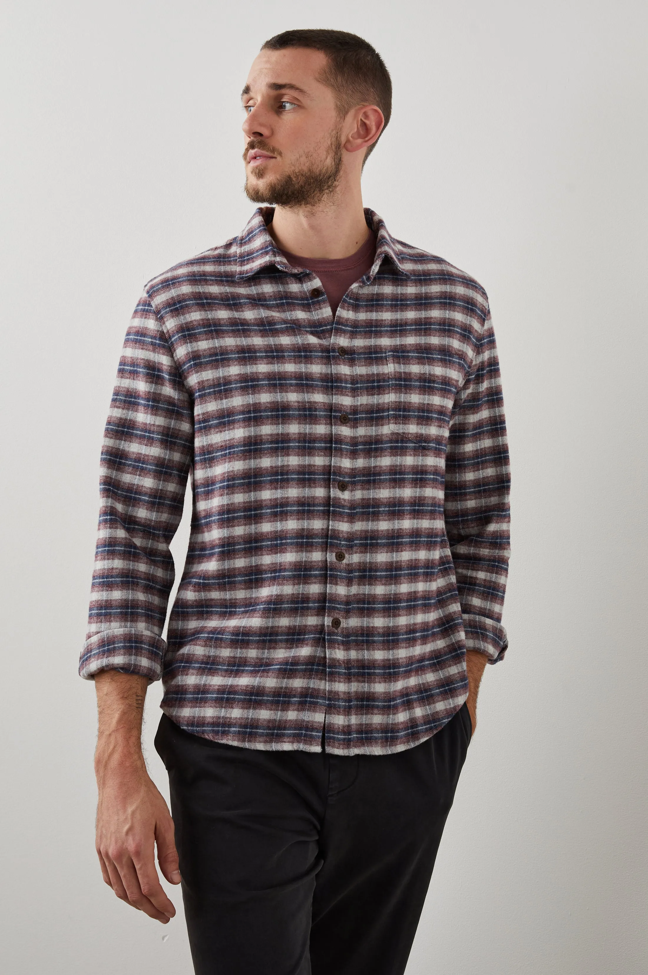 FORREST SHIRT - DUSK BERRY GREY MELANGE sold by Rails product image thumbnail 3