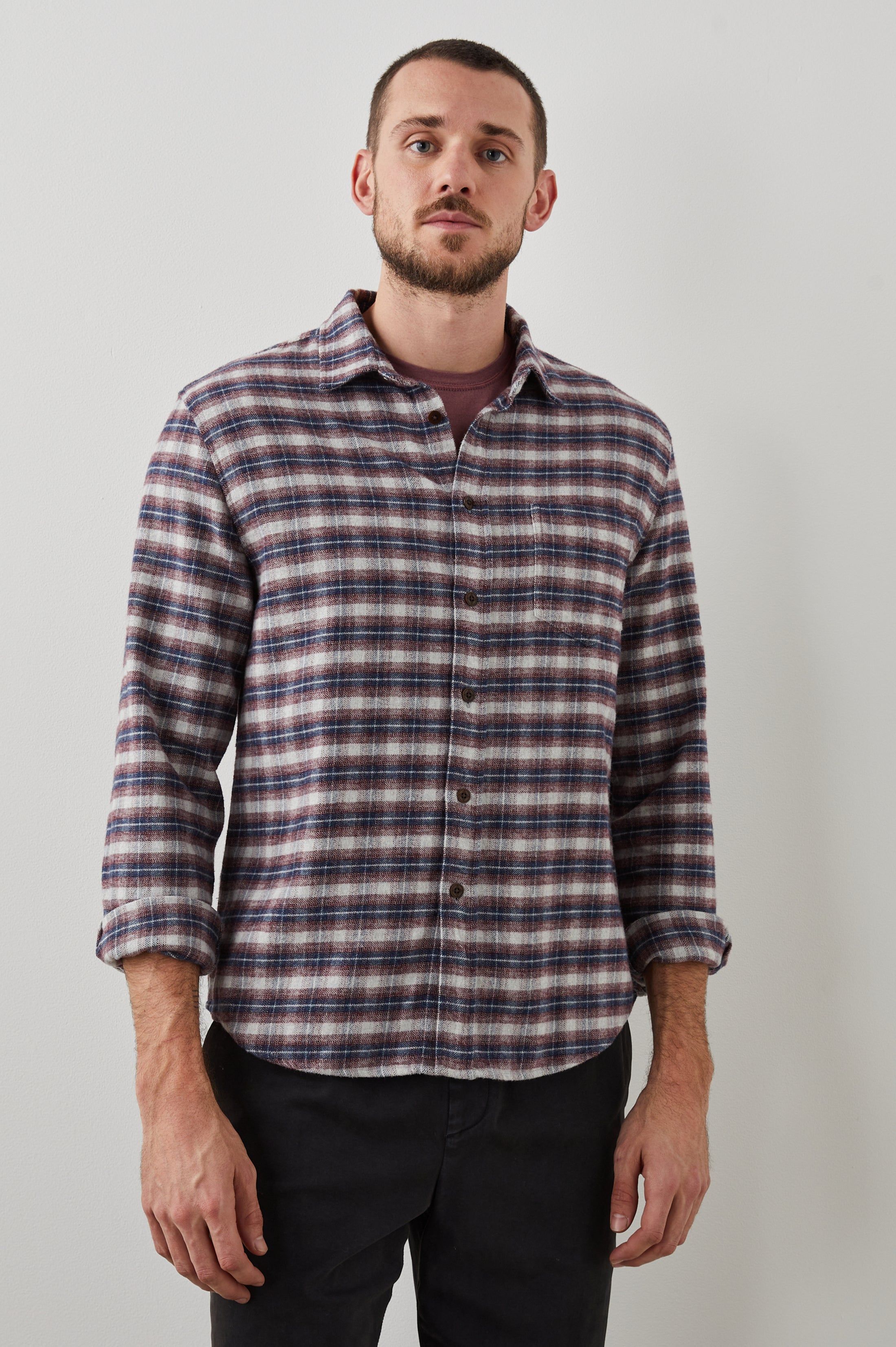 FORREST SHIRT - DUSK BERRY GREY MELANGE sold by Rails